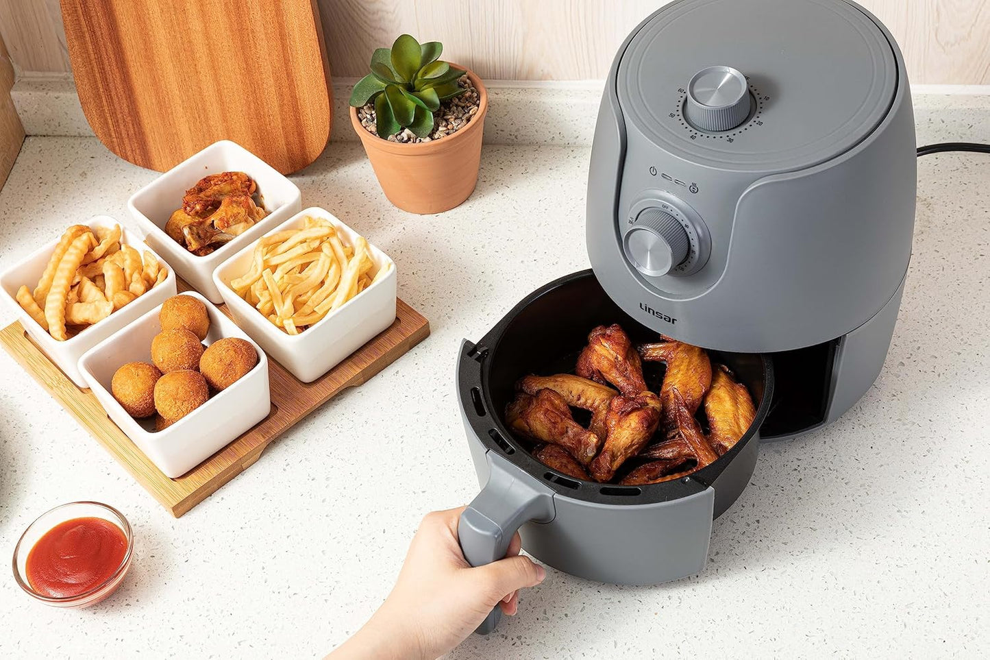 Mini-Heissluftfritteuse, Grau