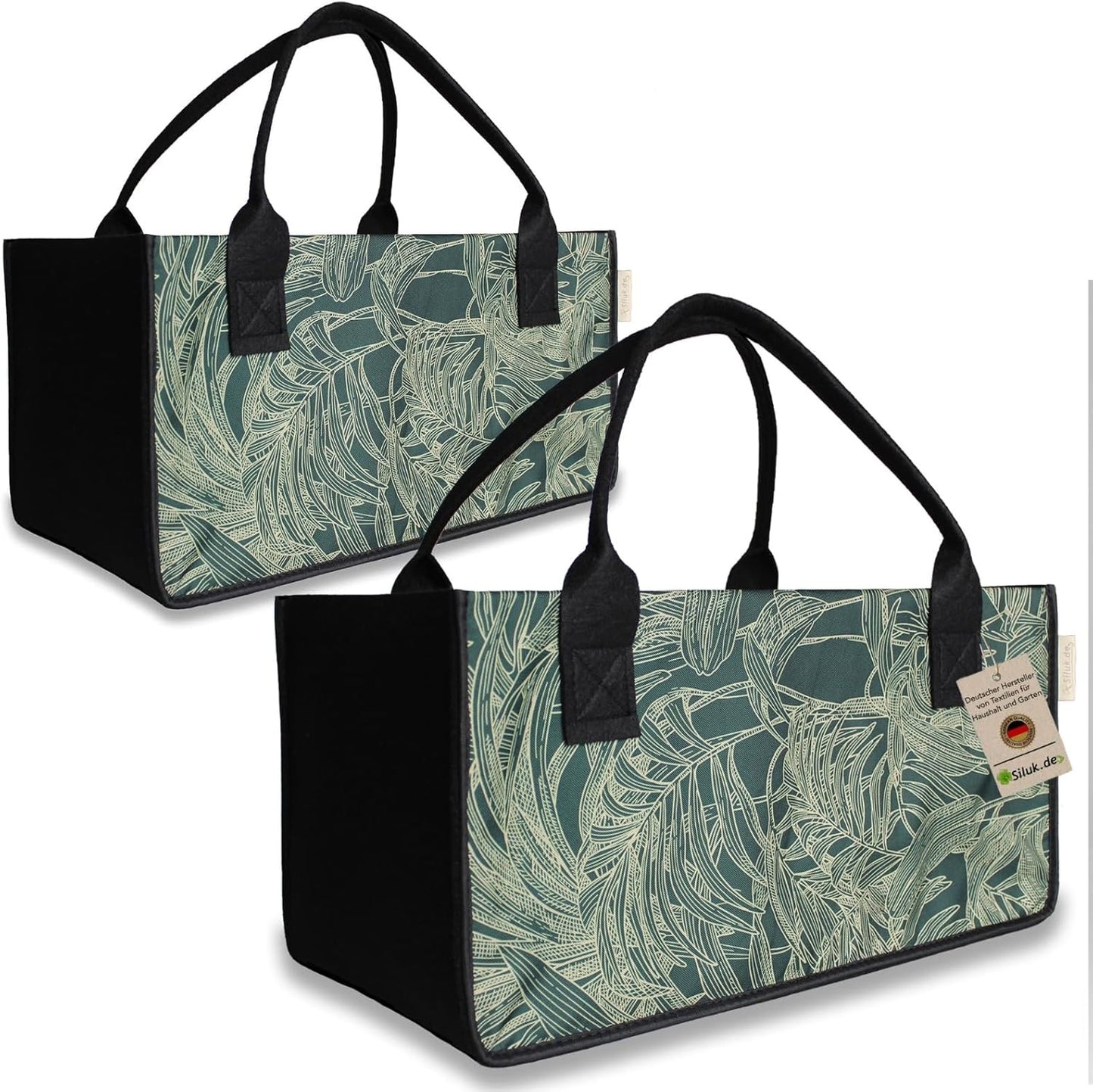 2-teiliges Filztaschen Set, Blume - Grün