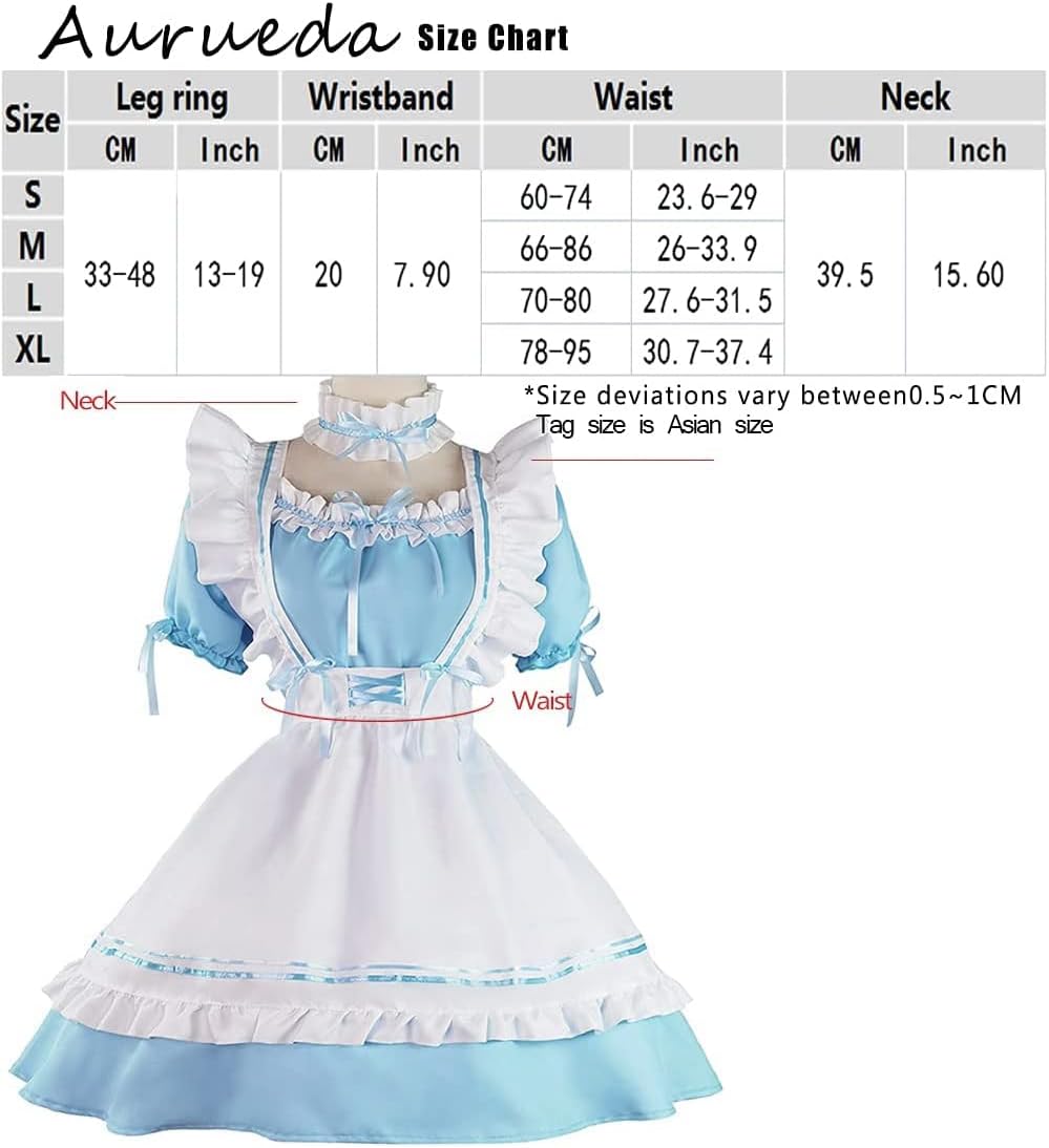 Anime French Maid Kostüm, Blau XL