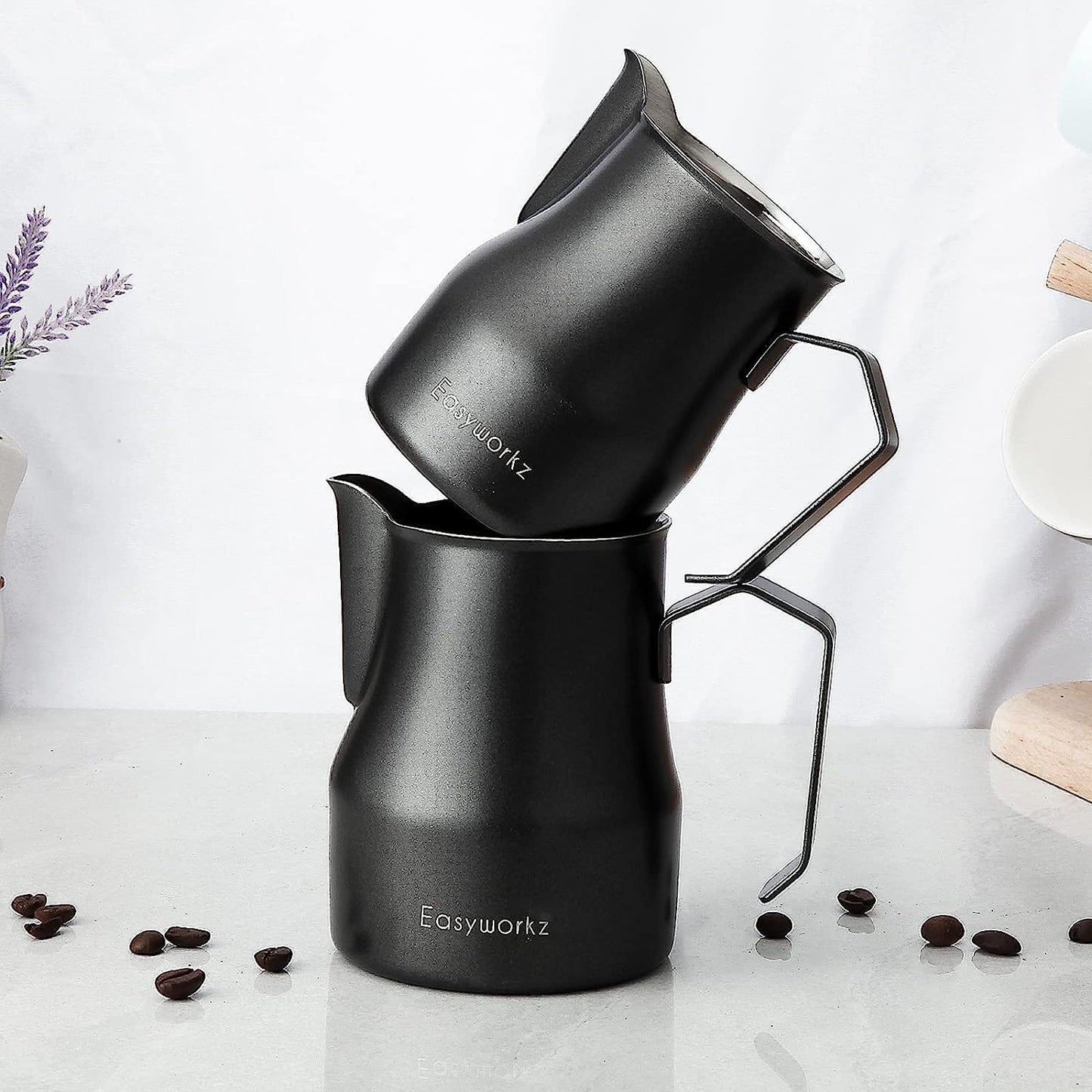 Milchaufschäumkrug aus Edelstahl 350ml, Schwarz 350ml