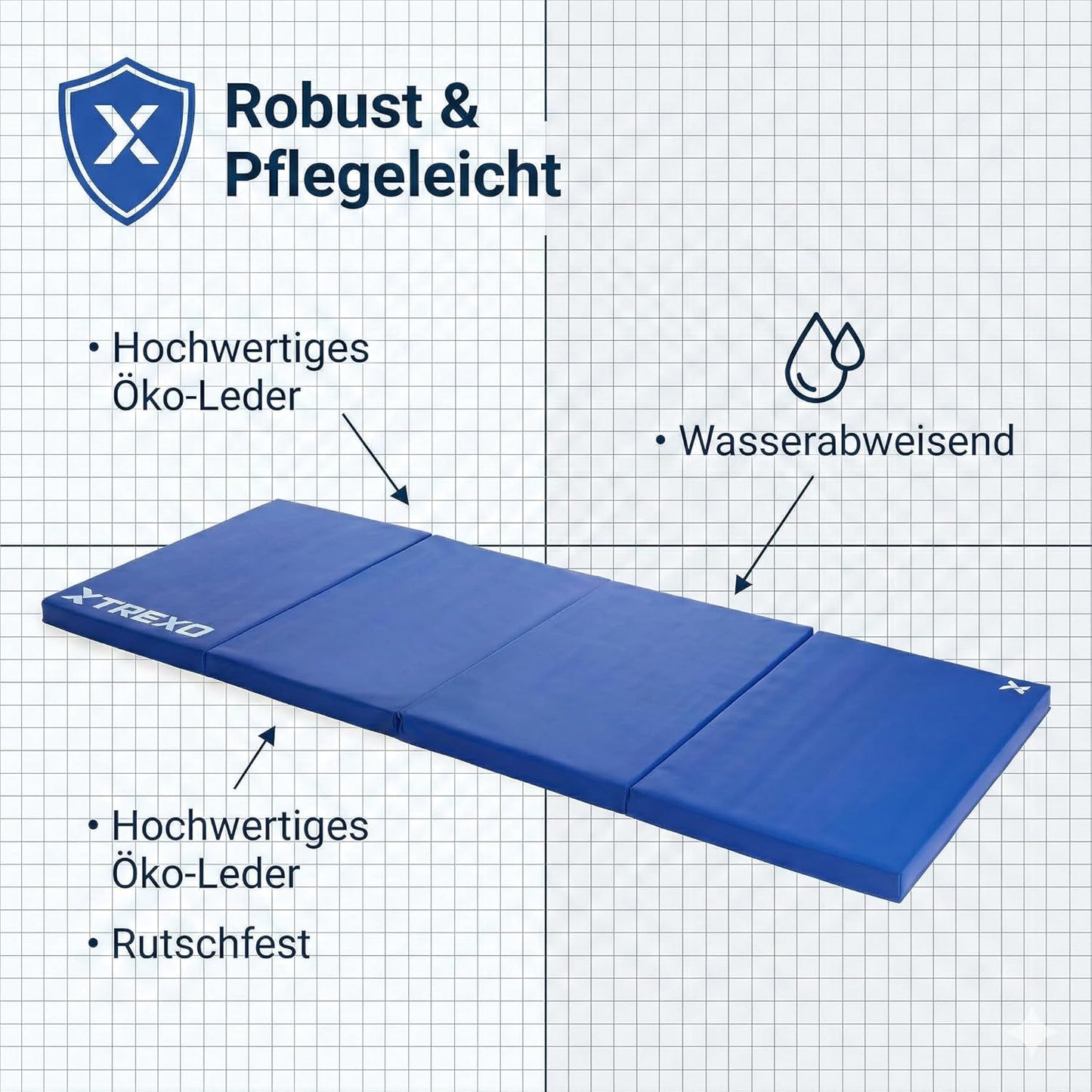Klappbare Gymnastikmatte, Blau 195 x 80 x 5 cm