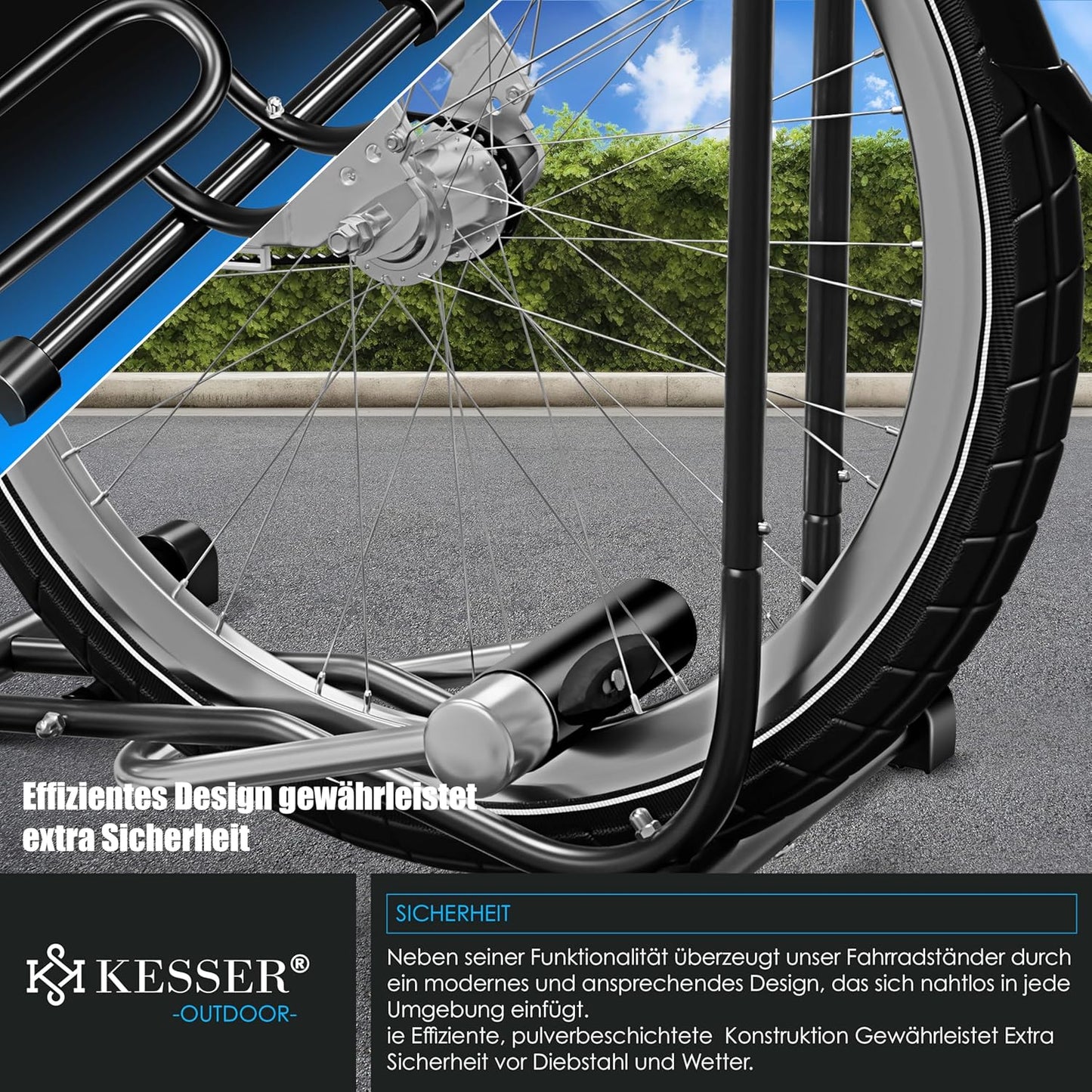2er-Fahrradständer-Set mit Luftpumpe, 2er Set, Schwarz