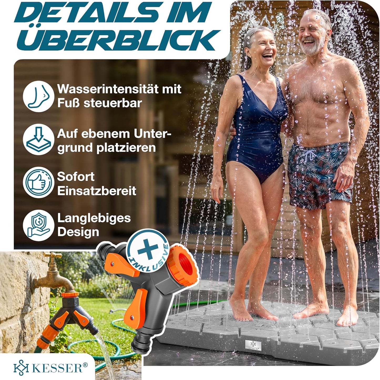 Bodendusche Geo mit Fusssteuerung, Grau