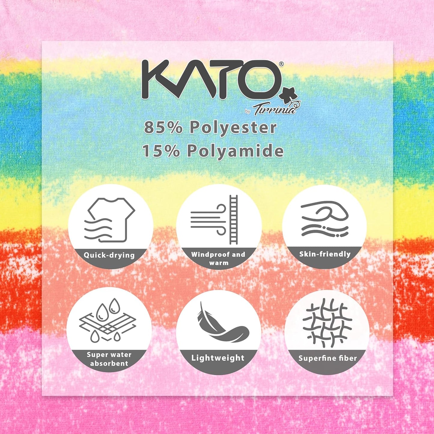 Surf Poncho mit Tragetasche, Regenbogen