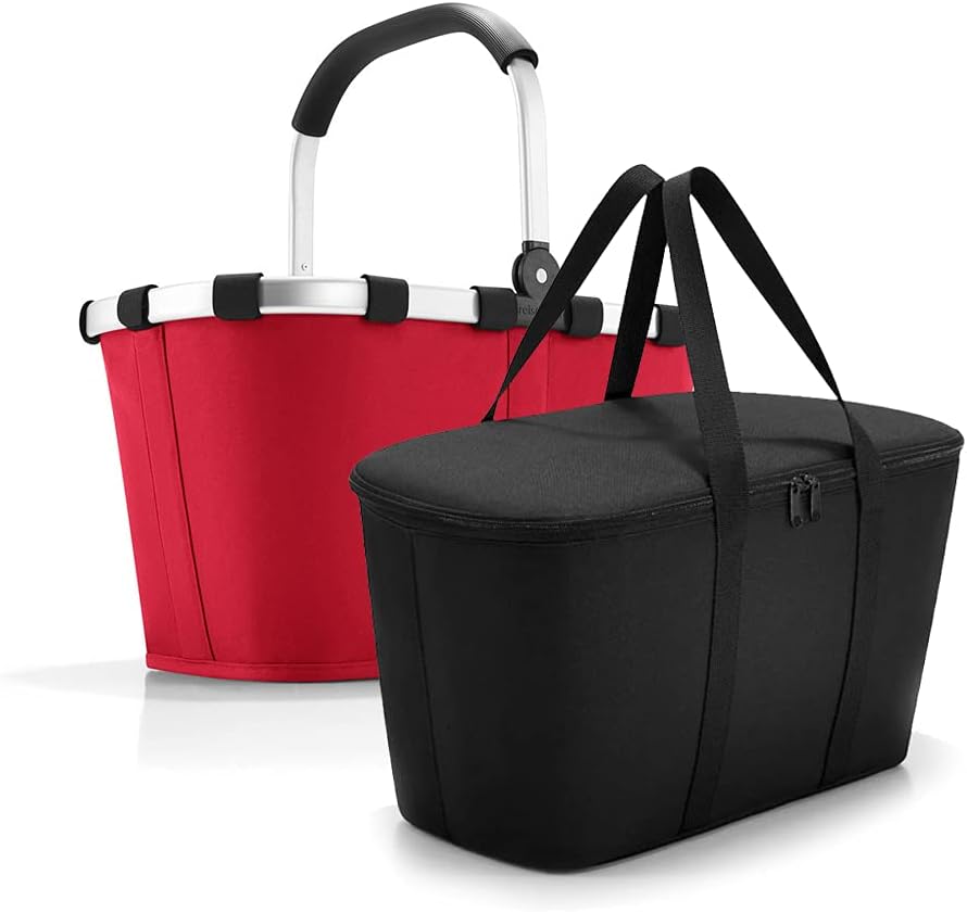 Carrybag + Coolerbag - Einkaufskorb-Set, Red + Black