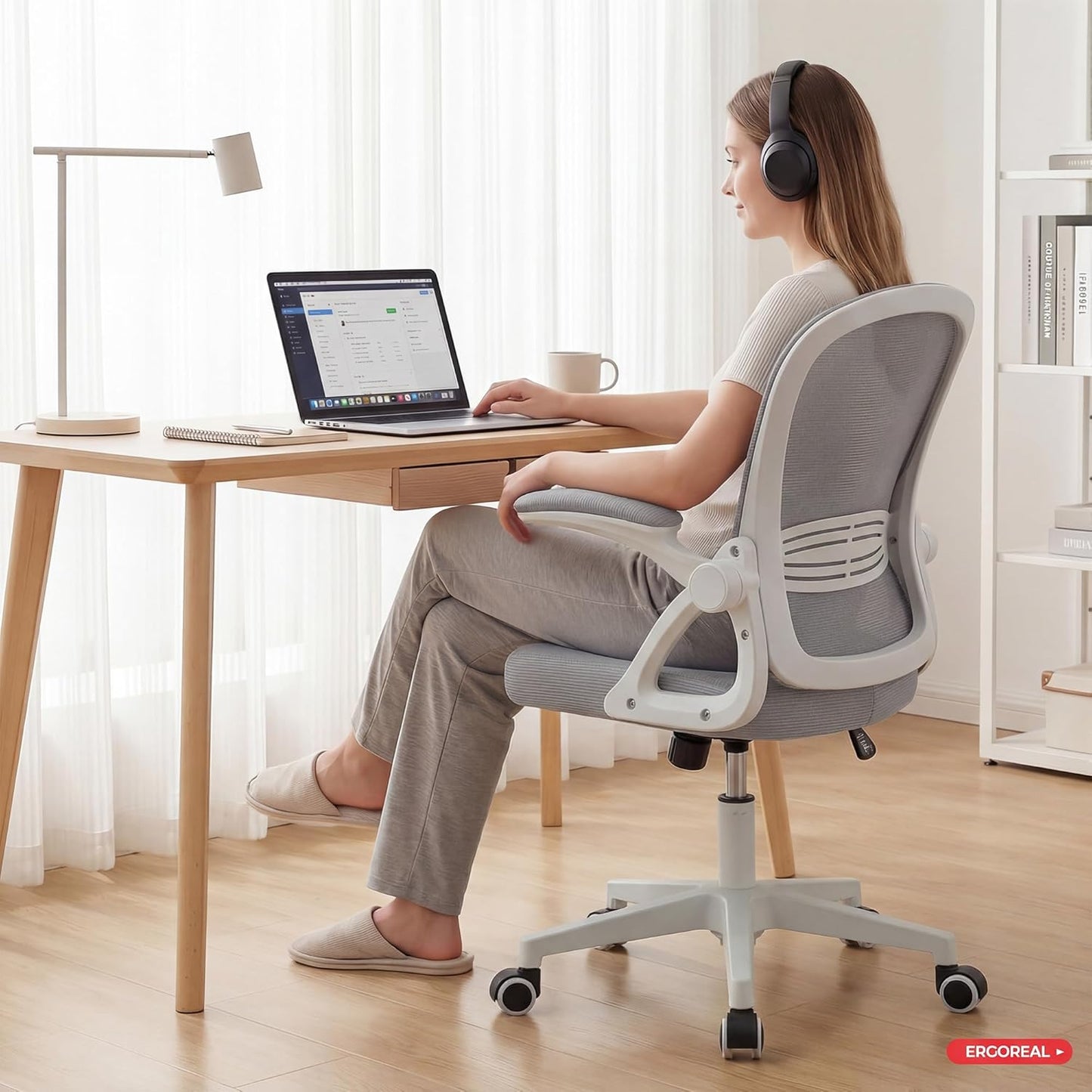 Ergonomischer Bürostuhl, Grauweiss