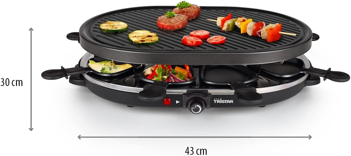 Raclette-Grill für 8 Personen mit Crêpe-Form, 8 Schwarz