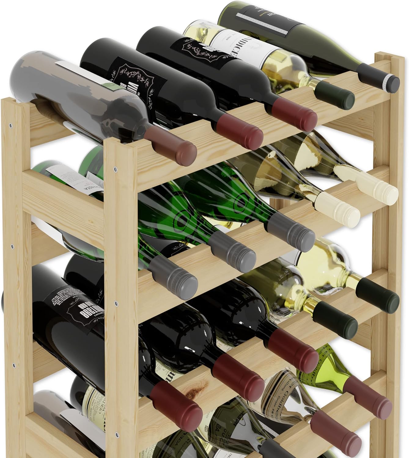 Weinregal für 30 Flaschen, Natur RW-1-30, 86 x 53 x 25, 6 liegen, für 30 Flaschen