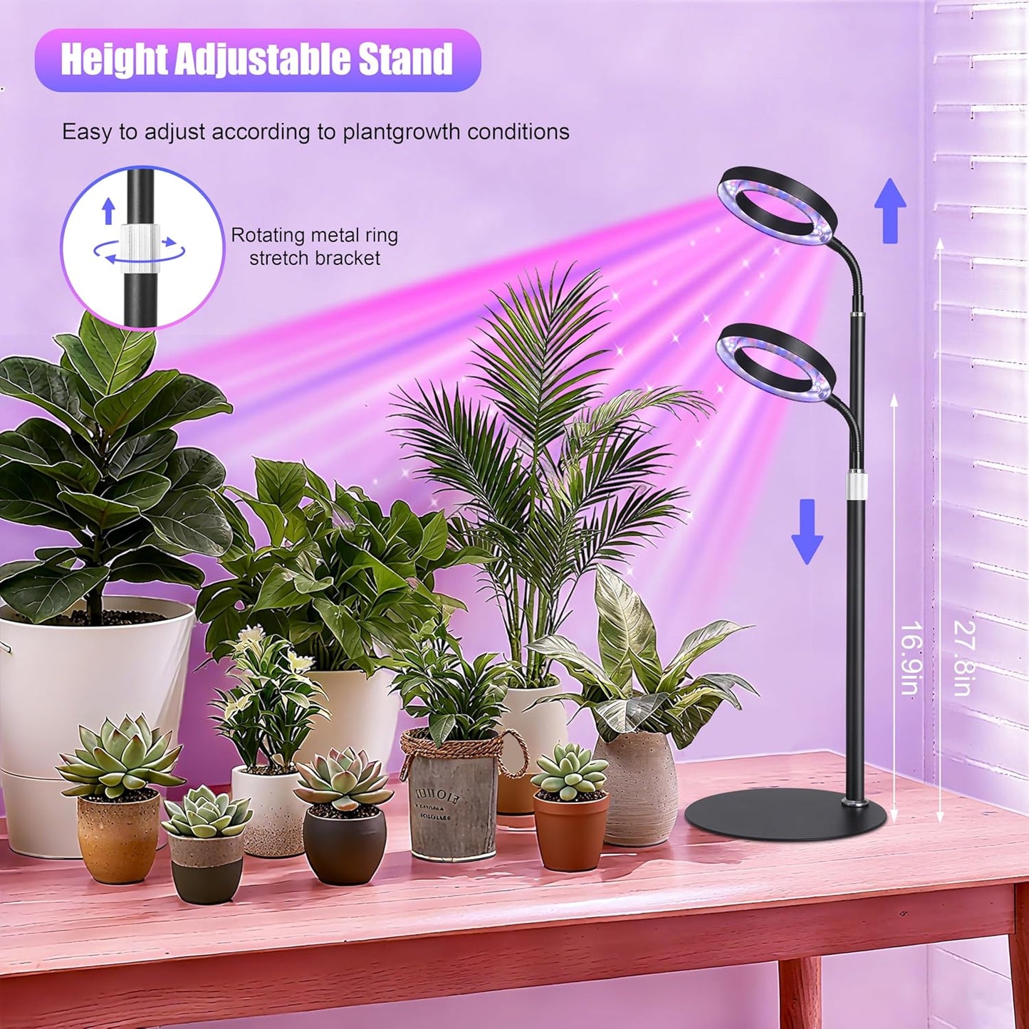 Vollspektrum-Wachstumslicht mit Timer, Schwarz Rgb 1-pack
