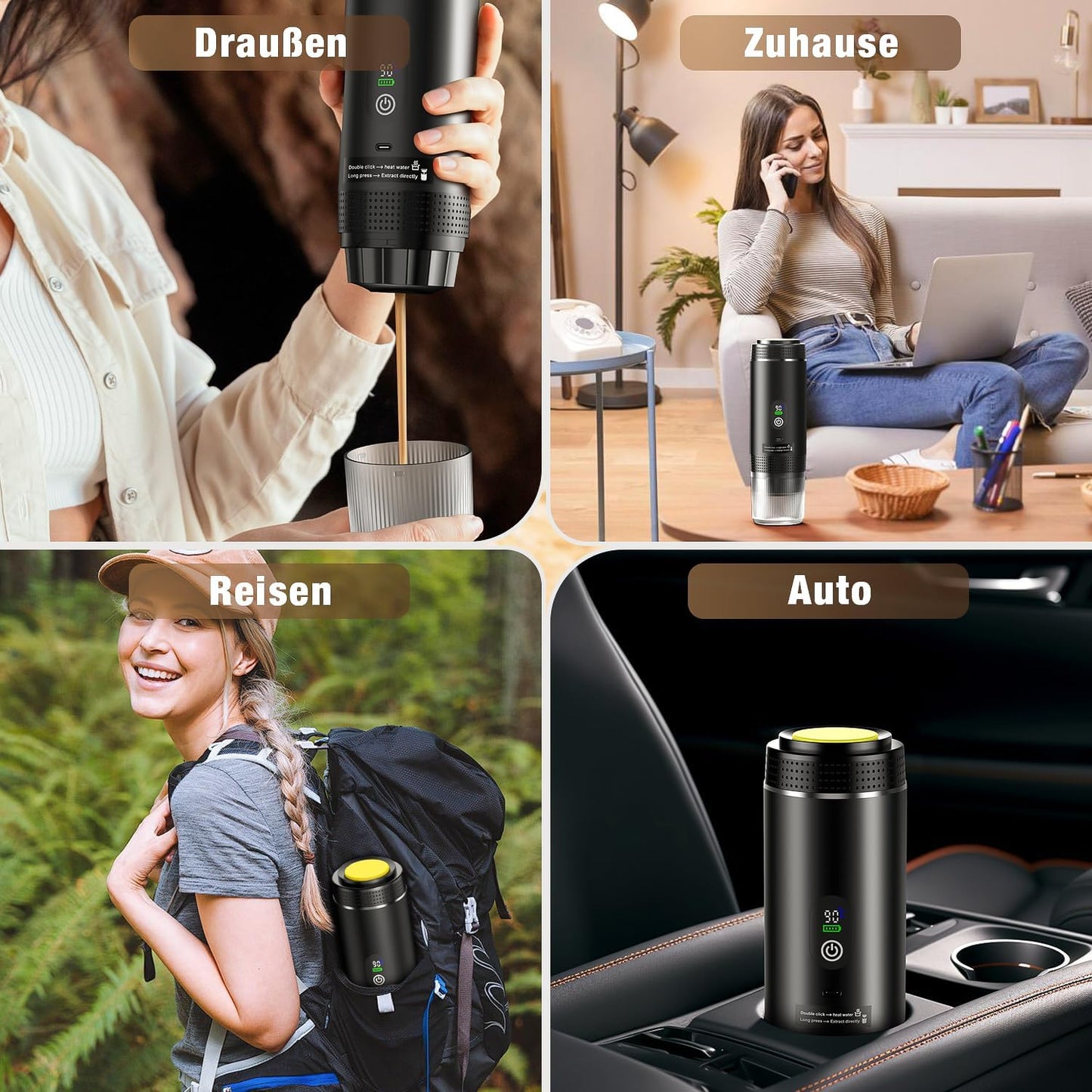 Reise-Kaffeemaschine, Schwarz