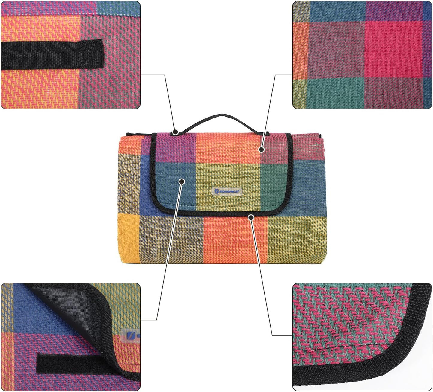Picknick- und Campingdecke, Rot-grün-orange 150 x 195 cm (Rechteckig) Single