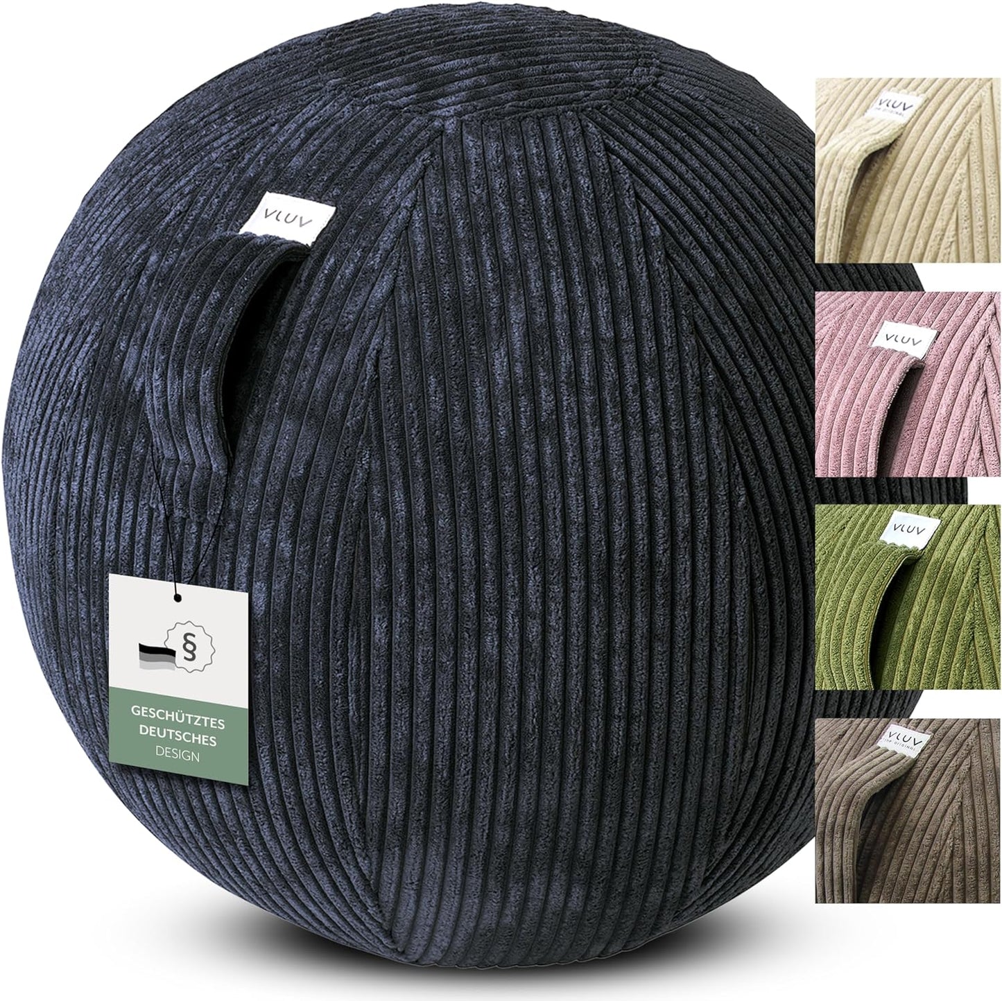 Ergonomischer Sitzball mit Tragegriff, 65 cm, Navy 60 - 65cm