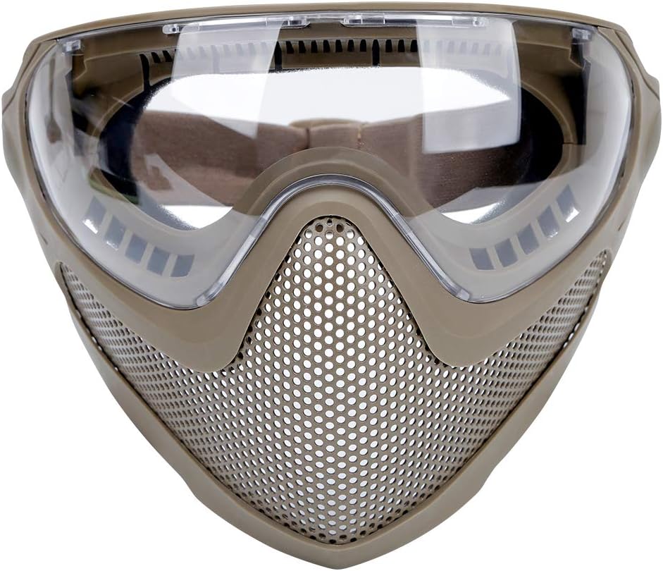 Taktische Sicherheitsmaske mit Antibeschlagbrille-Set, TAN