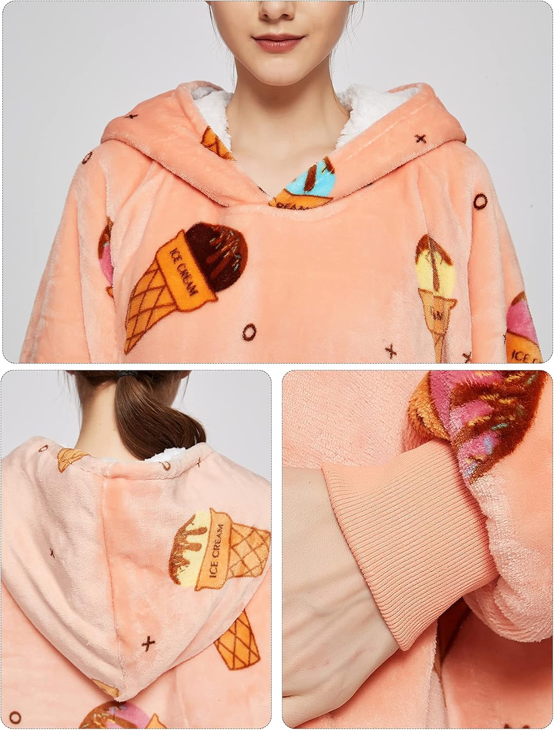 Tragbarer Hoodie-Decken-Pullover für Erwachsene, Druck-Eis Adult