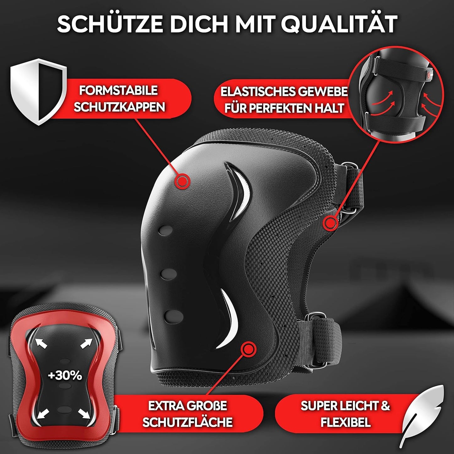 Schützer Set Skate, M - Jugendliche & Erwachsene Schwarz