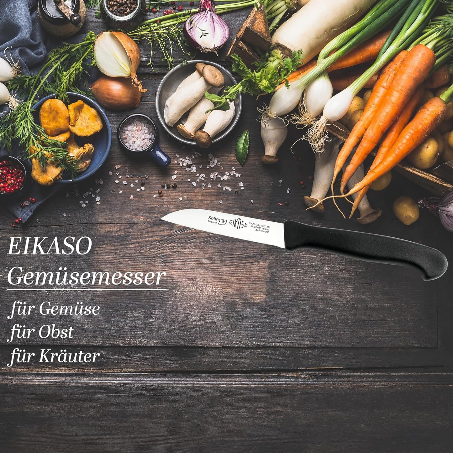 3-teiliges Gemüsemesser-Set, Schwarz