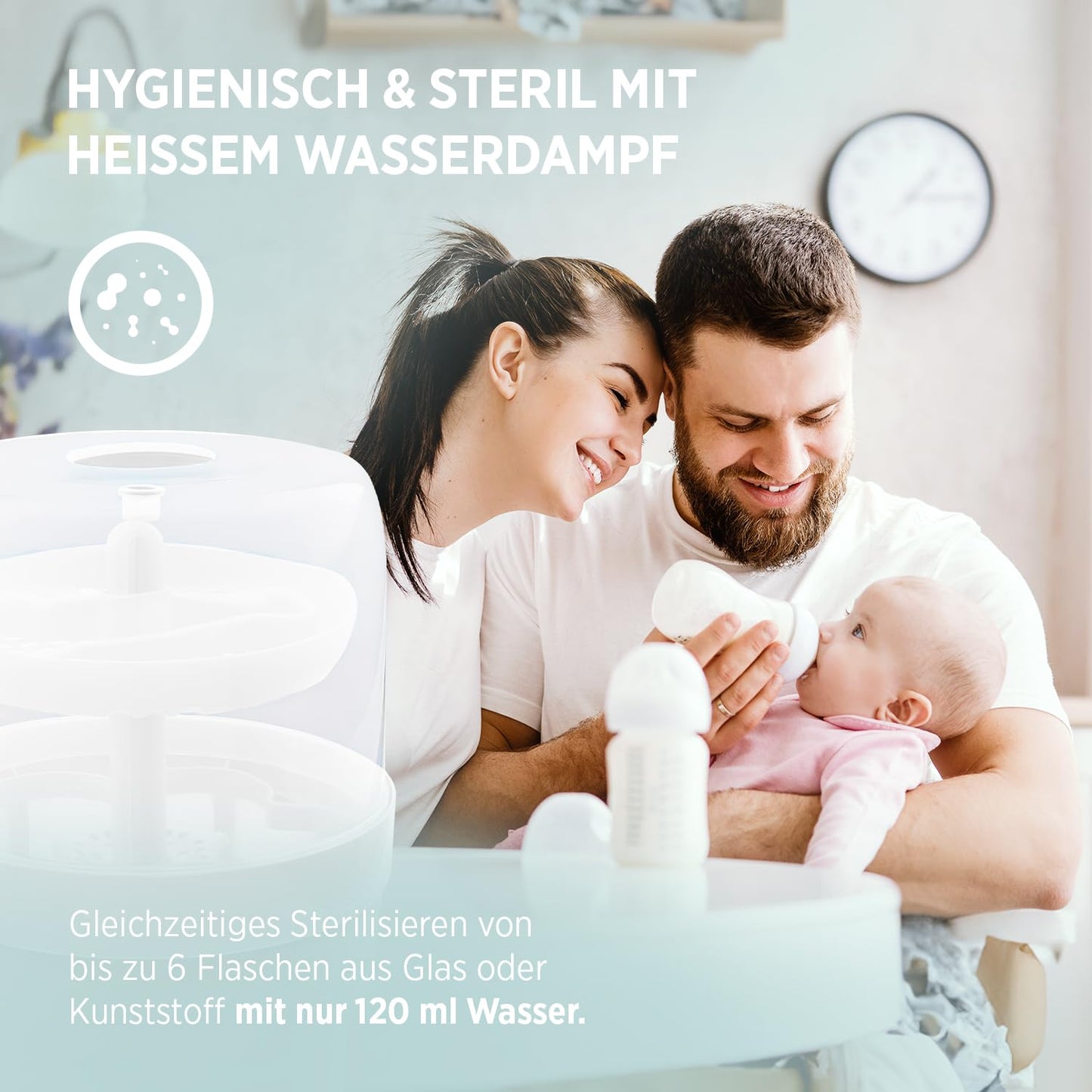 BS 29 Dampfsterilisator für Babyflaschen, Weiß