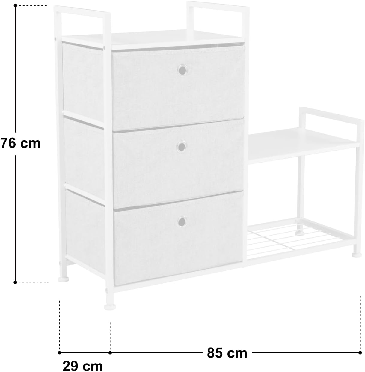 3-Schubladen-Regalsystem Runa, RUNA Schwarz/Grau