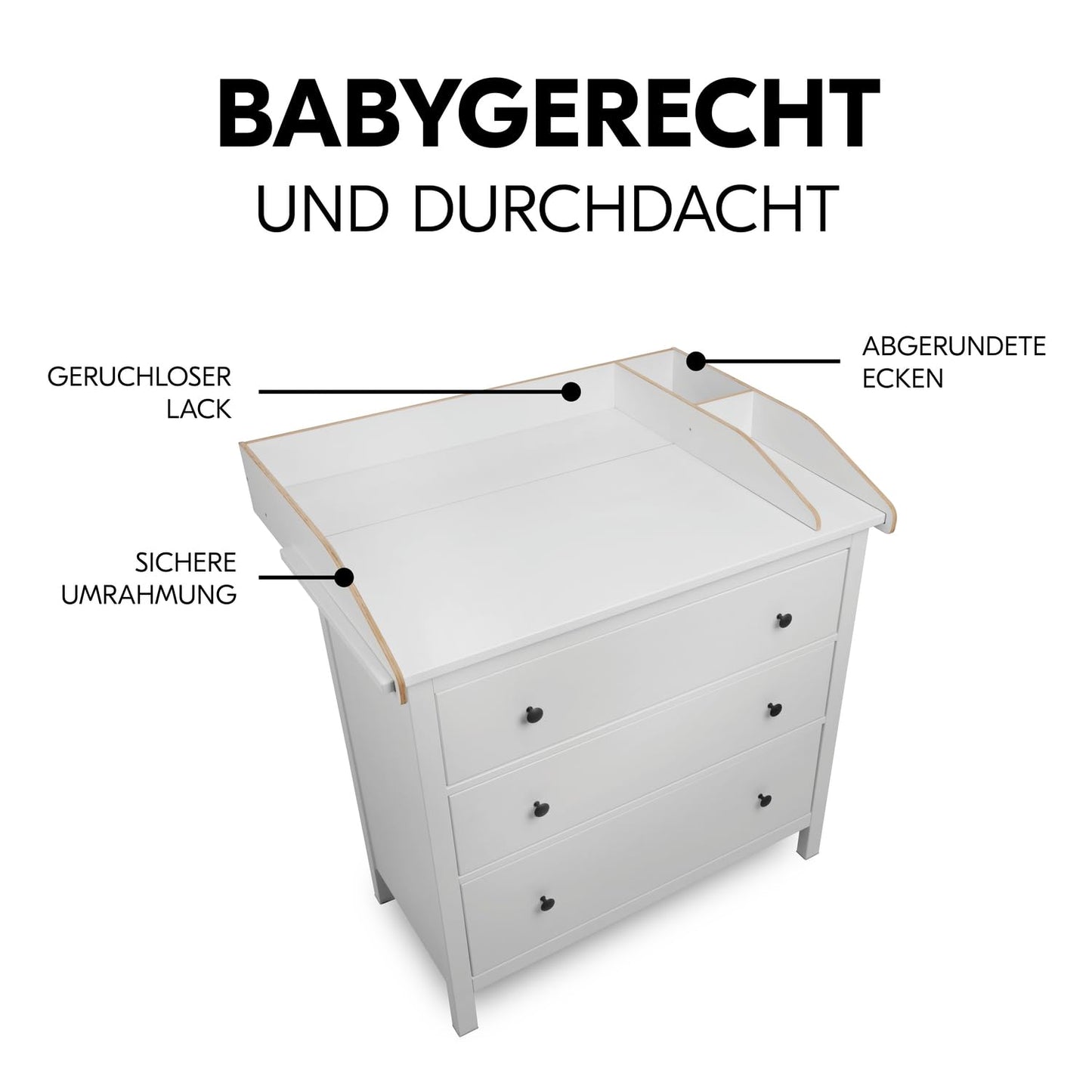 Wickeltischaufsatz Combine N Change, Wickelaufsatz, Weiss 104 x 78 x 15 cm