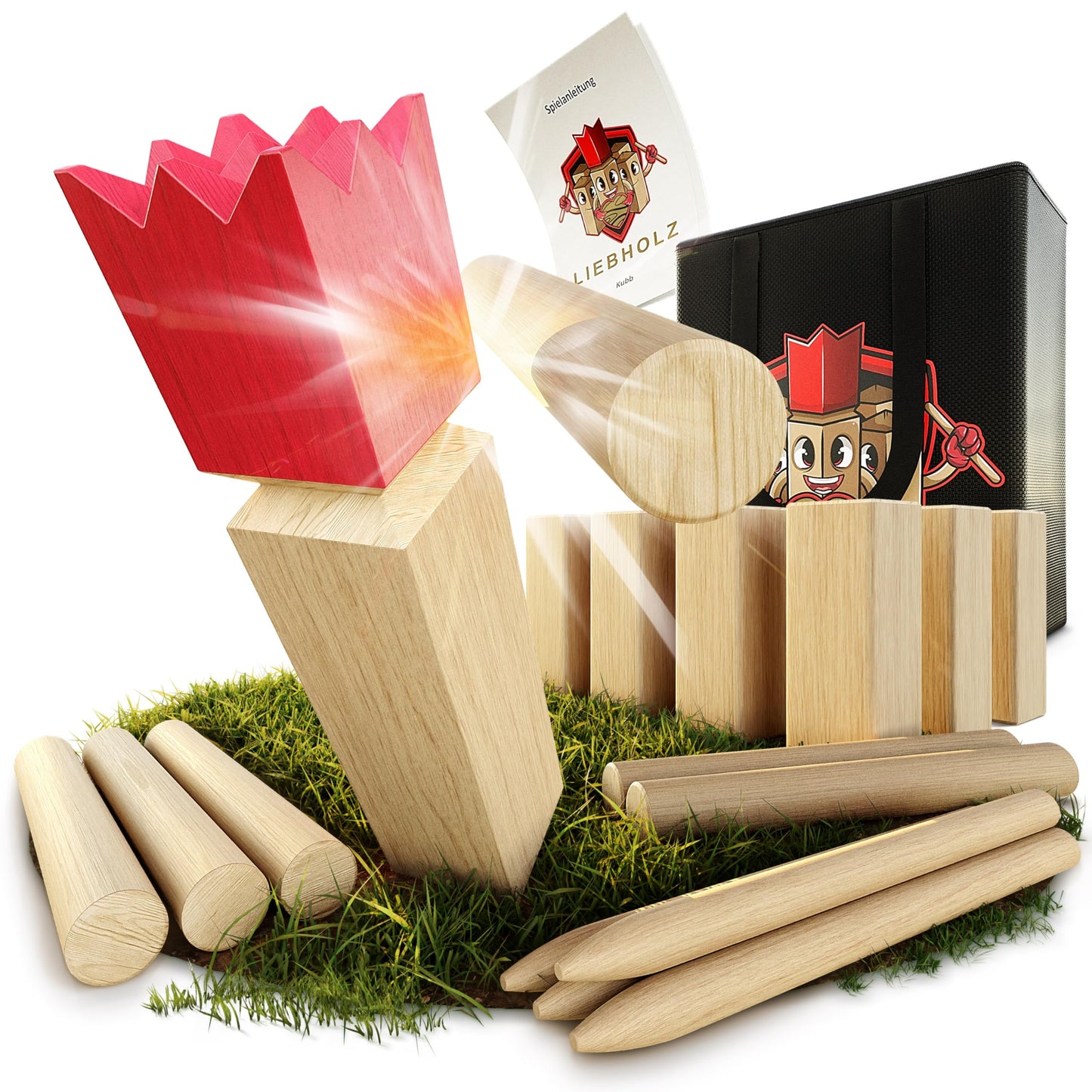 Kubb Wikinger Wurfspiel-Set mit Tragetasche
