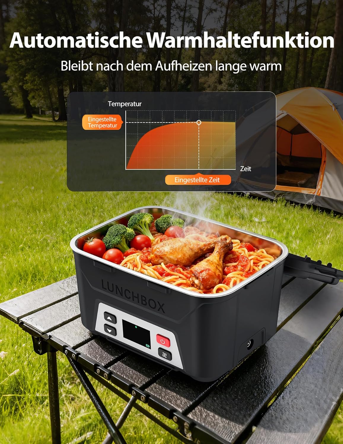 Elektrische Lunchbox mit Akku & Aufheizfunktion, Black