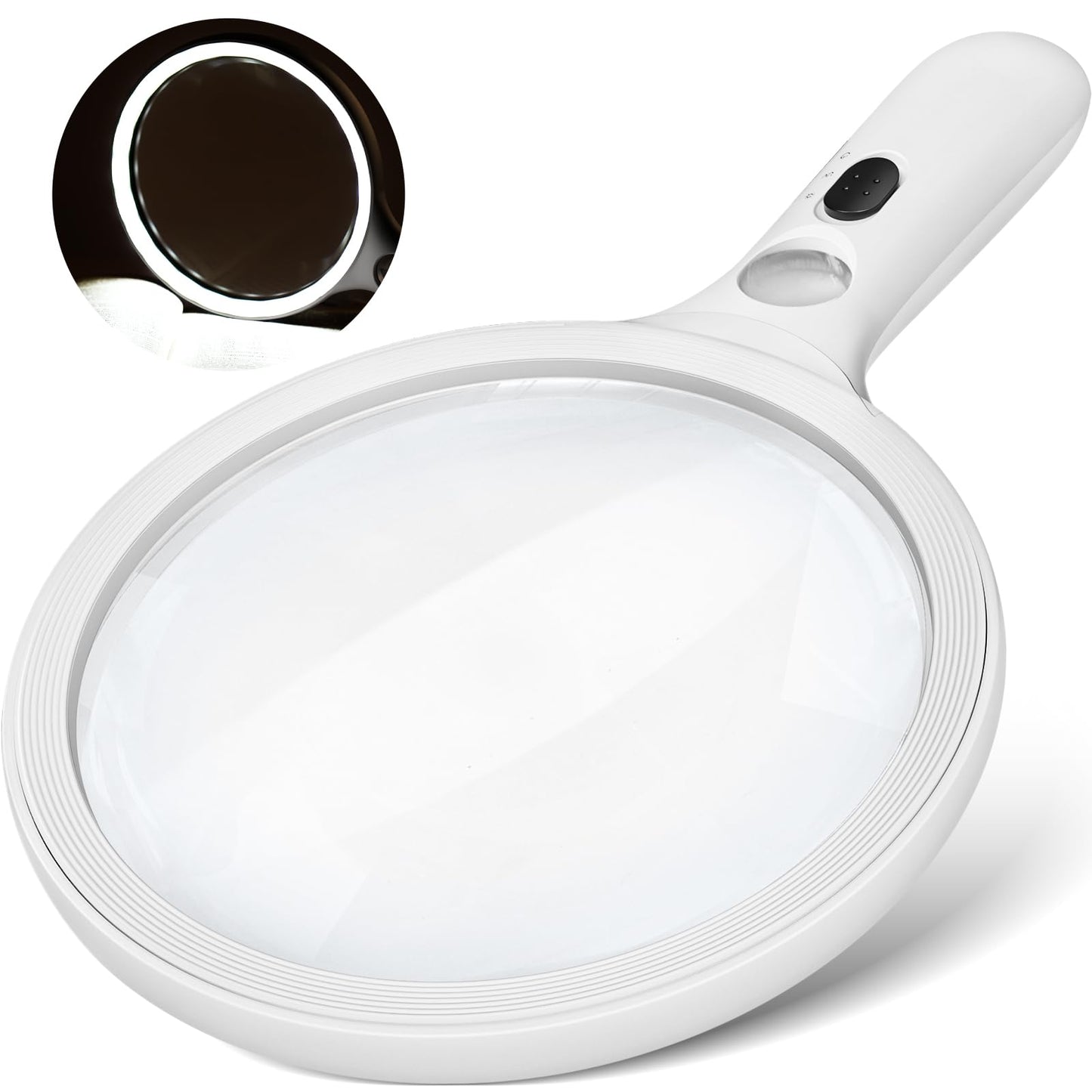 Lupe mit LED & UV Licht für Senioren & Kinder, Weiss