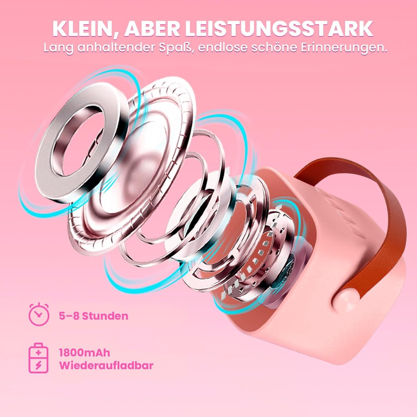 Karaoke-Maschine mit 2 Mikrofonen für Kinder, Ballerina Rosa-2 Mikrofone
