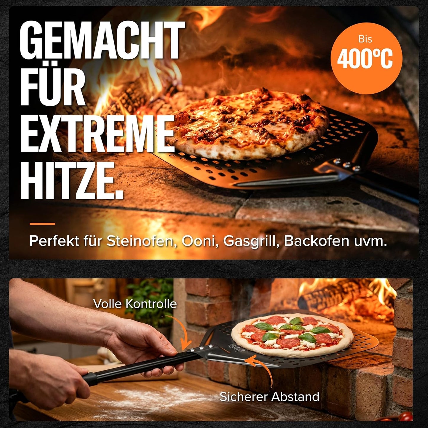 Pizzaschieber-Set mit Pizzamesser