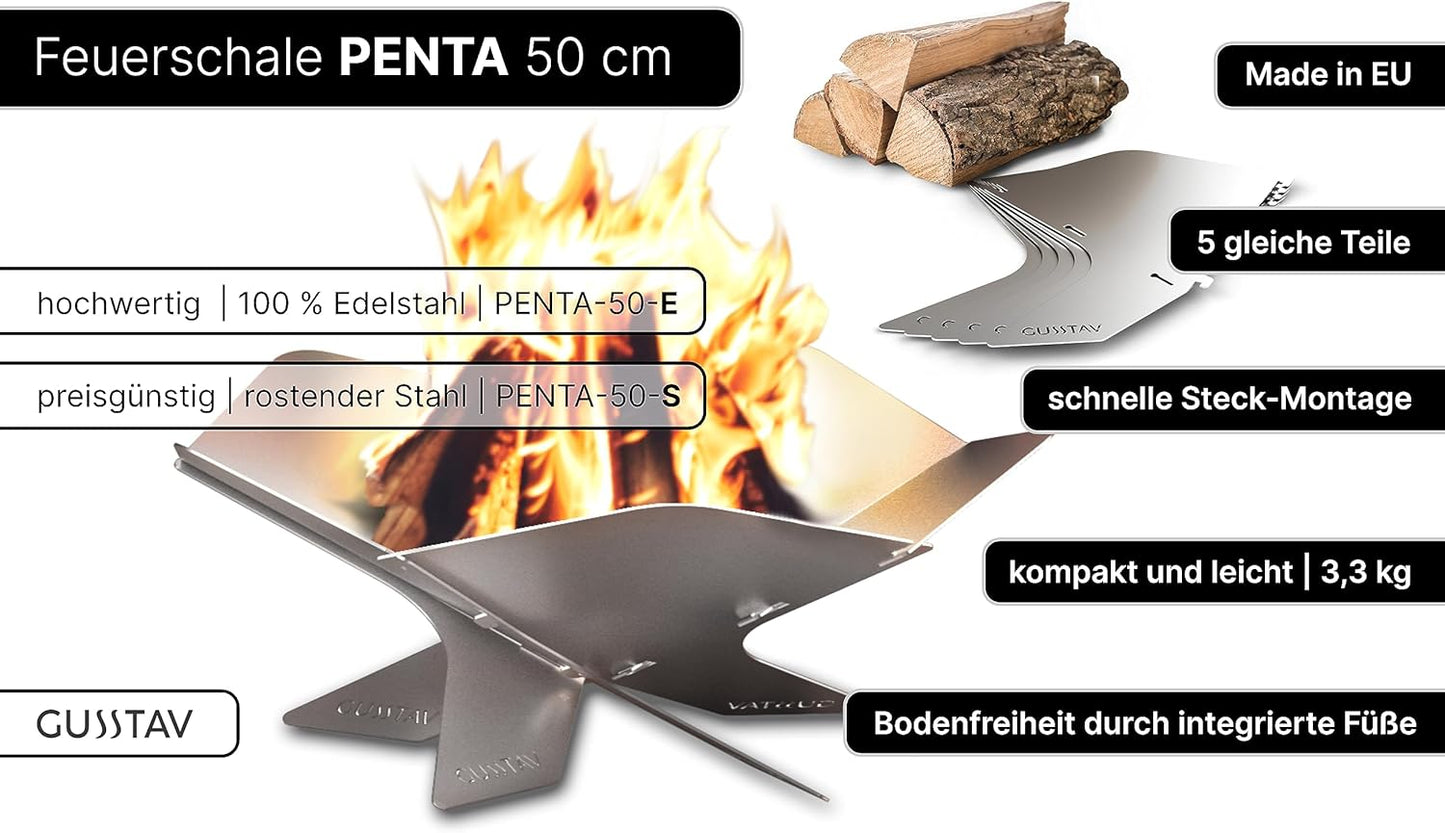 Faltbare Feuerschale für Camping, Edelstahl (Rostfrei)