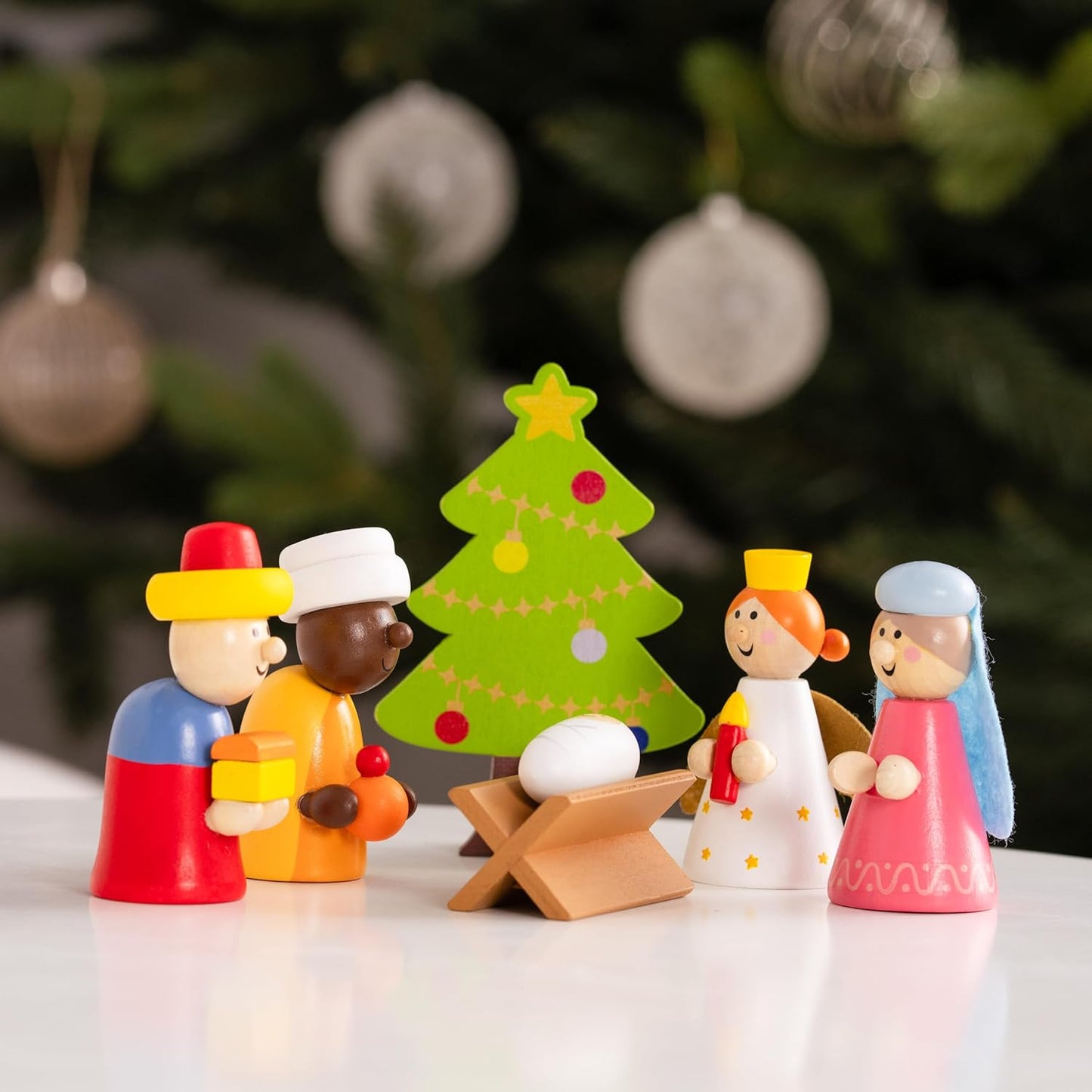 18-teiliges Weihnachtskrippe Set, handbemalt