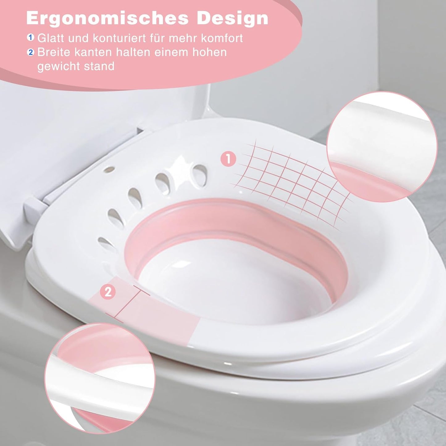 Sitzbad für Hämorrhoiden und Wochenbettpflege, Hellrosa