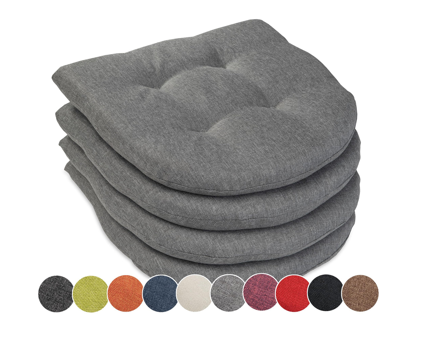 4er-Set Stuhlkissen, Modell Oslo, Grau 40 x 40 x 5 cm - 4er Set