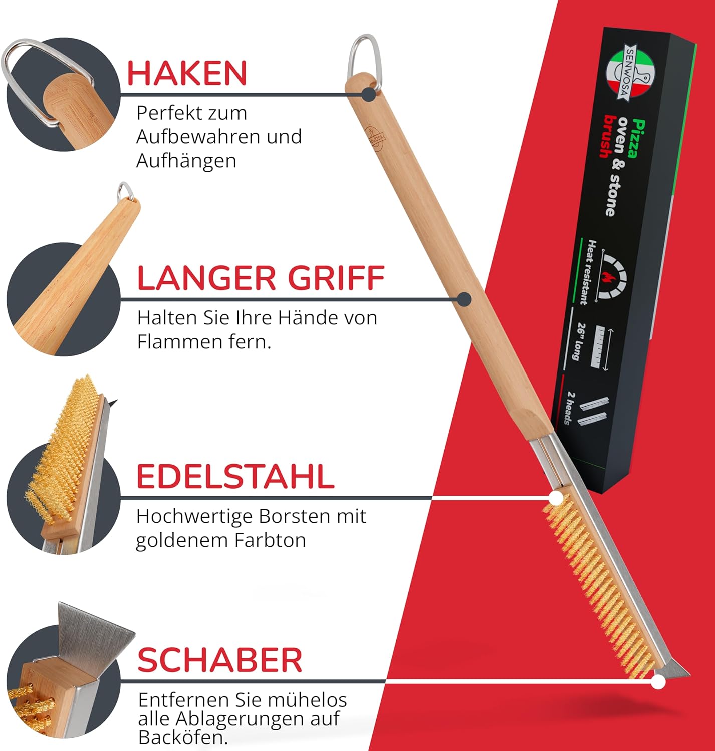 Pizzaofenbürste, 66 cm, XL