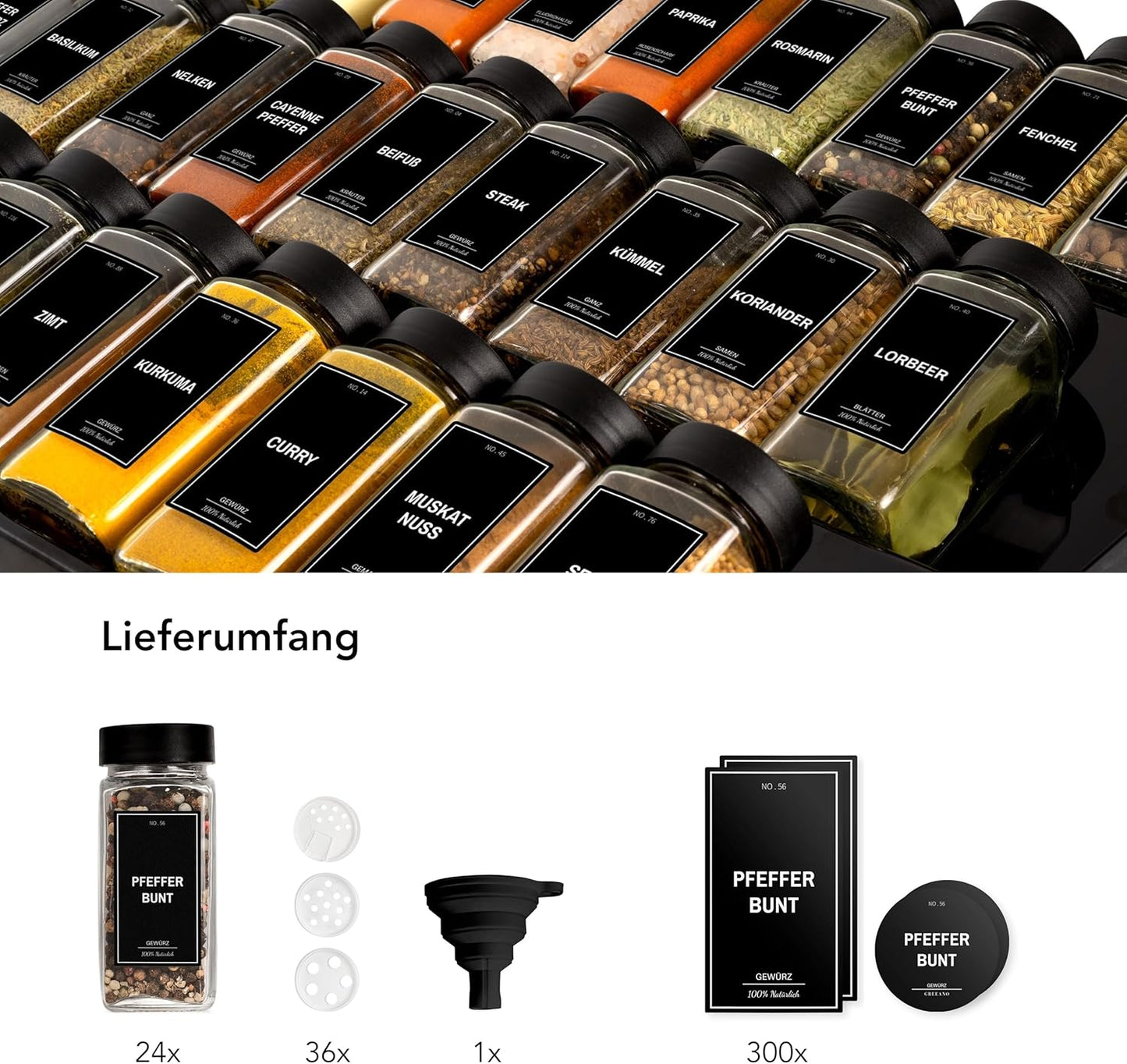 Gewürzgläser Set, Obsidian Black