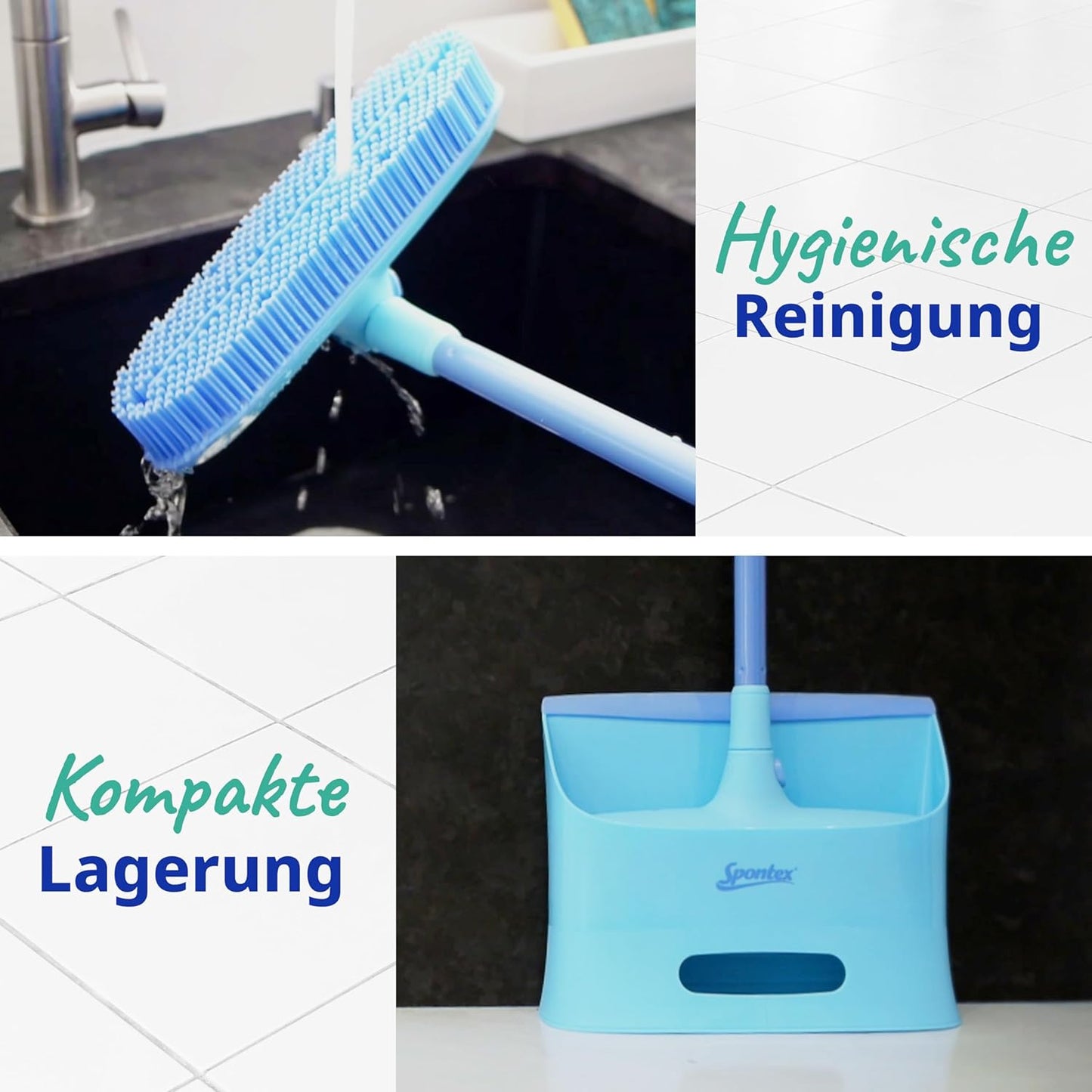 Catch & Clean Compact Set mit Gummibesen und Kehrblech, Catch & Clean Compact
