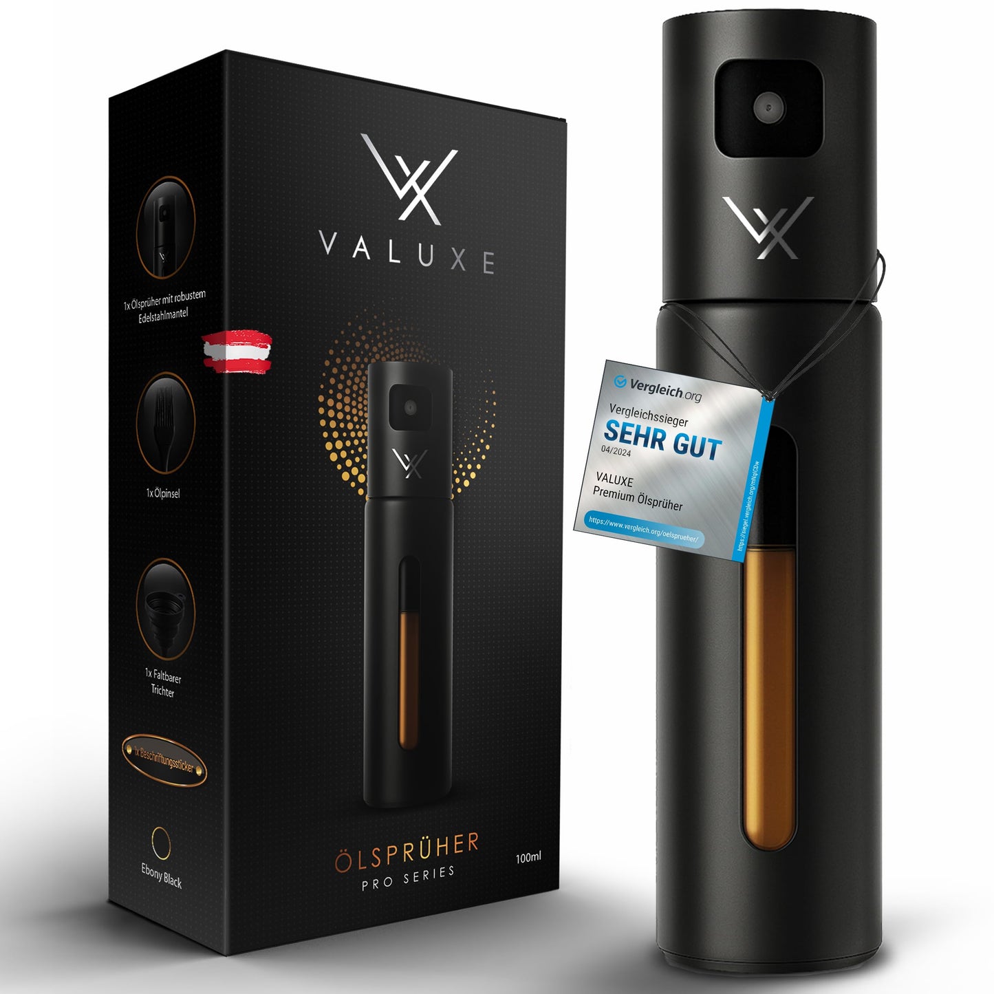 Ölsprüher für Speiseöl & Essig, Ebony Black