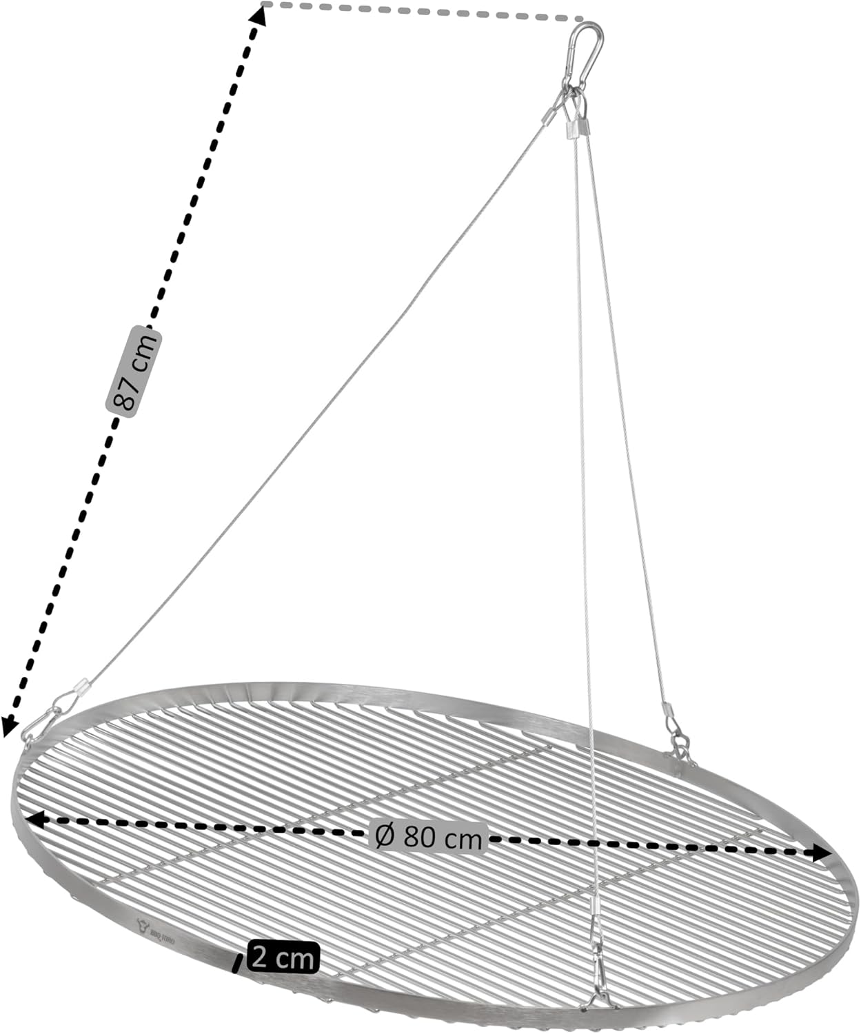 Runder Grillrost mit Seilaufhängung, Ø 80 cm
