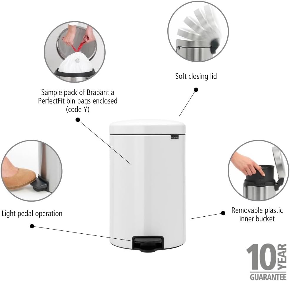 Treteimer Newlcon, 20 Liter White