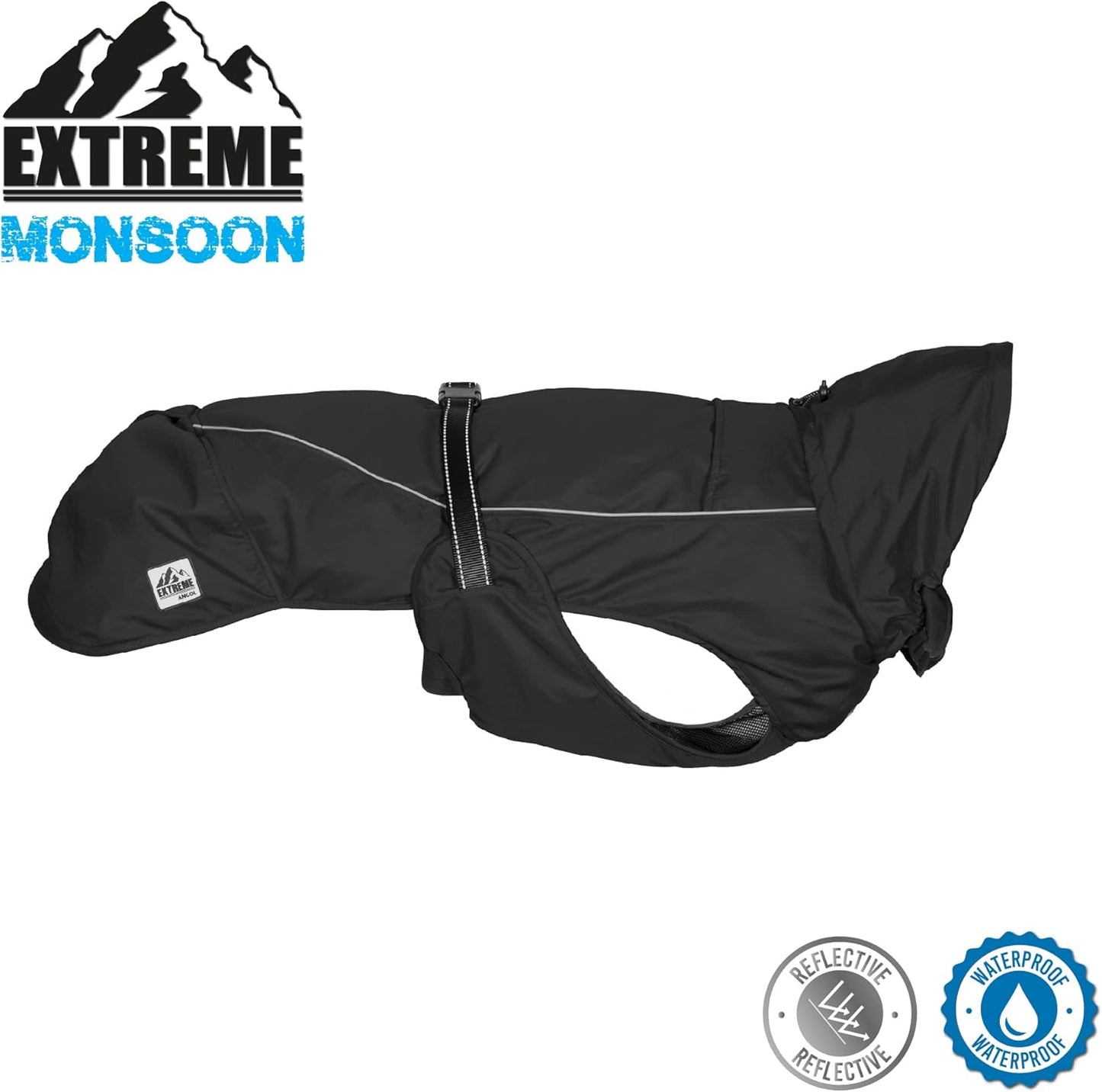 Hundemantel Extreme Monsoon, Schwarz X-Small