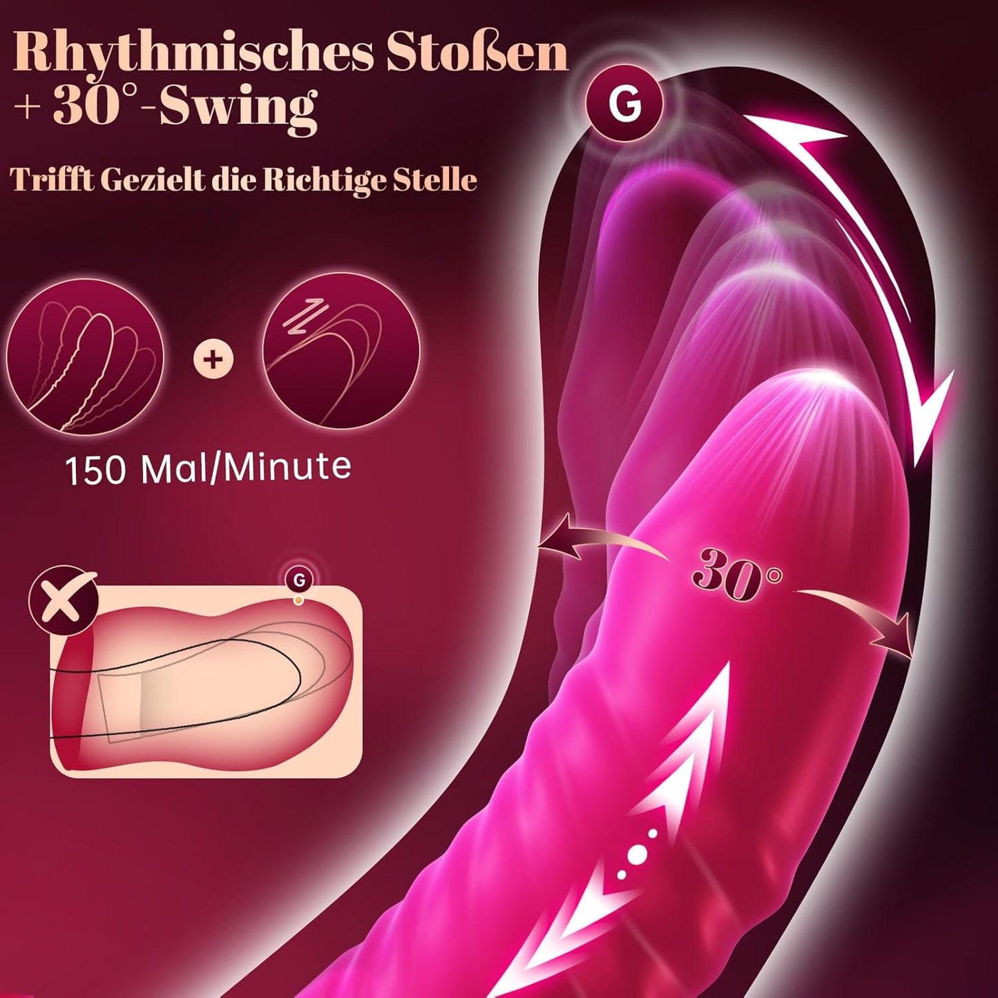 Vibratorenset mit Swing- und Stossfunktion, Rosarot unisize