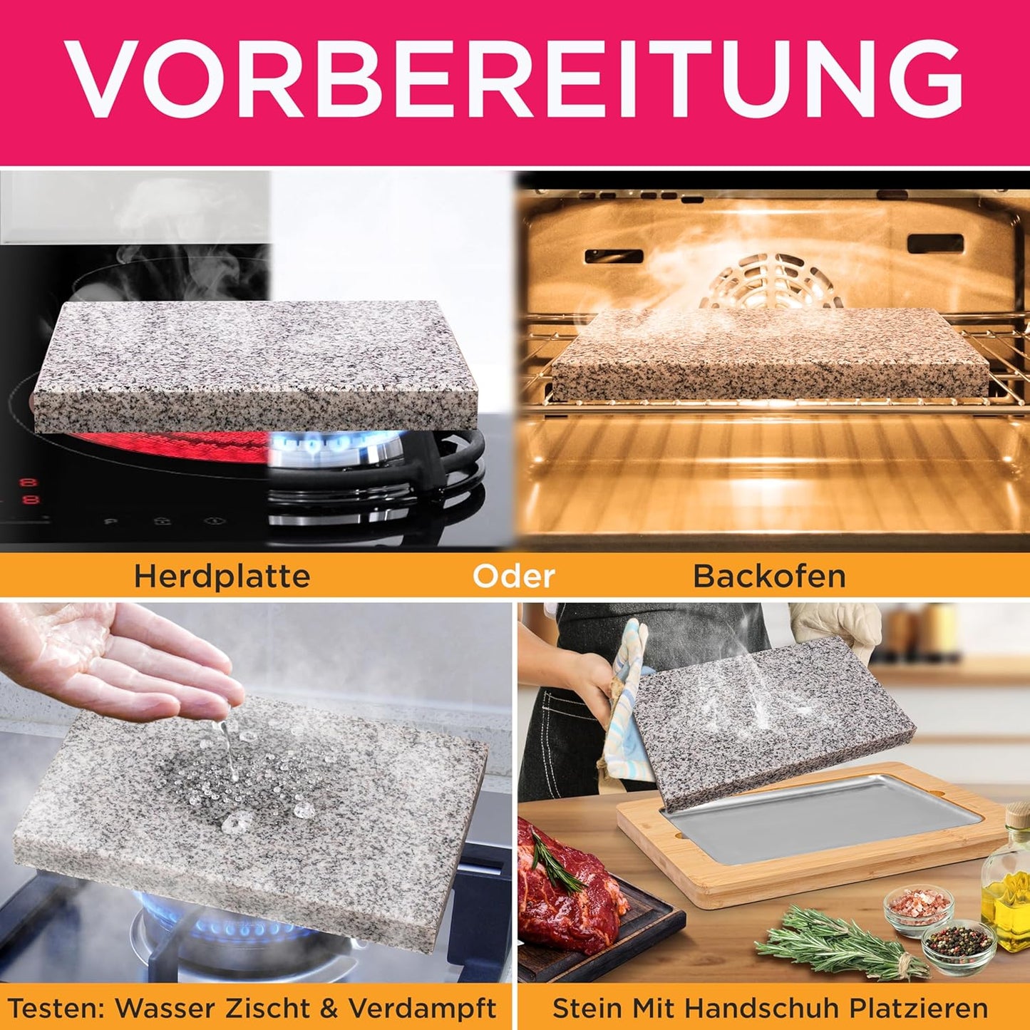 Teppanyaki-Grillplatte aus Granitstein, Granite