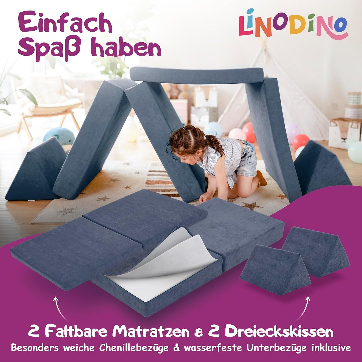 Spielsofa für Kinder, Drachenschuppen Blau