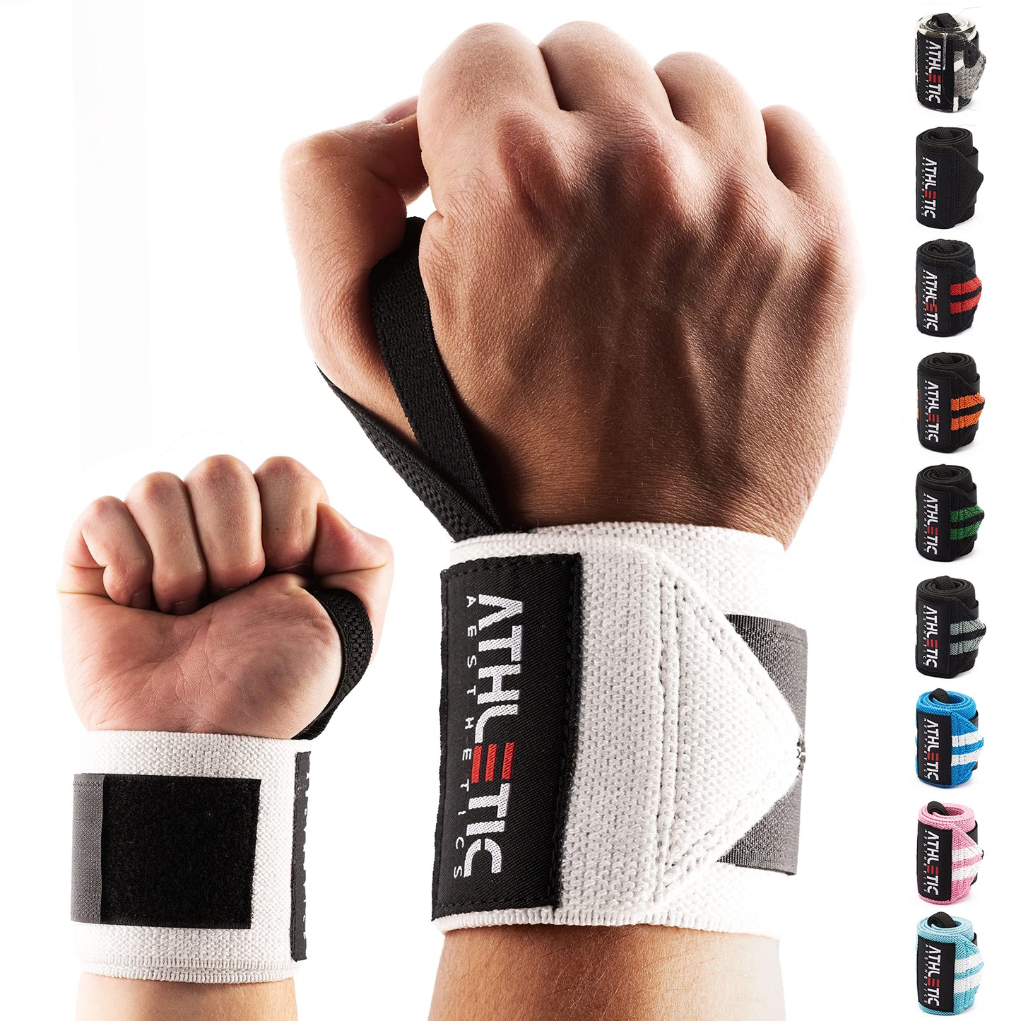 Handgelenkbandagen für Fitness & Krafttraining, Weiss