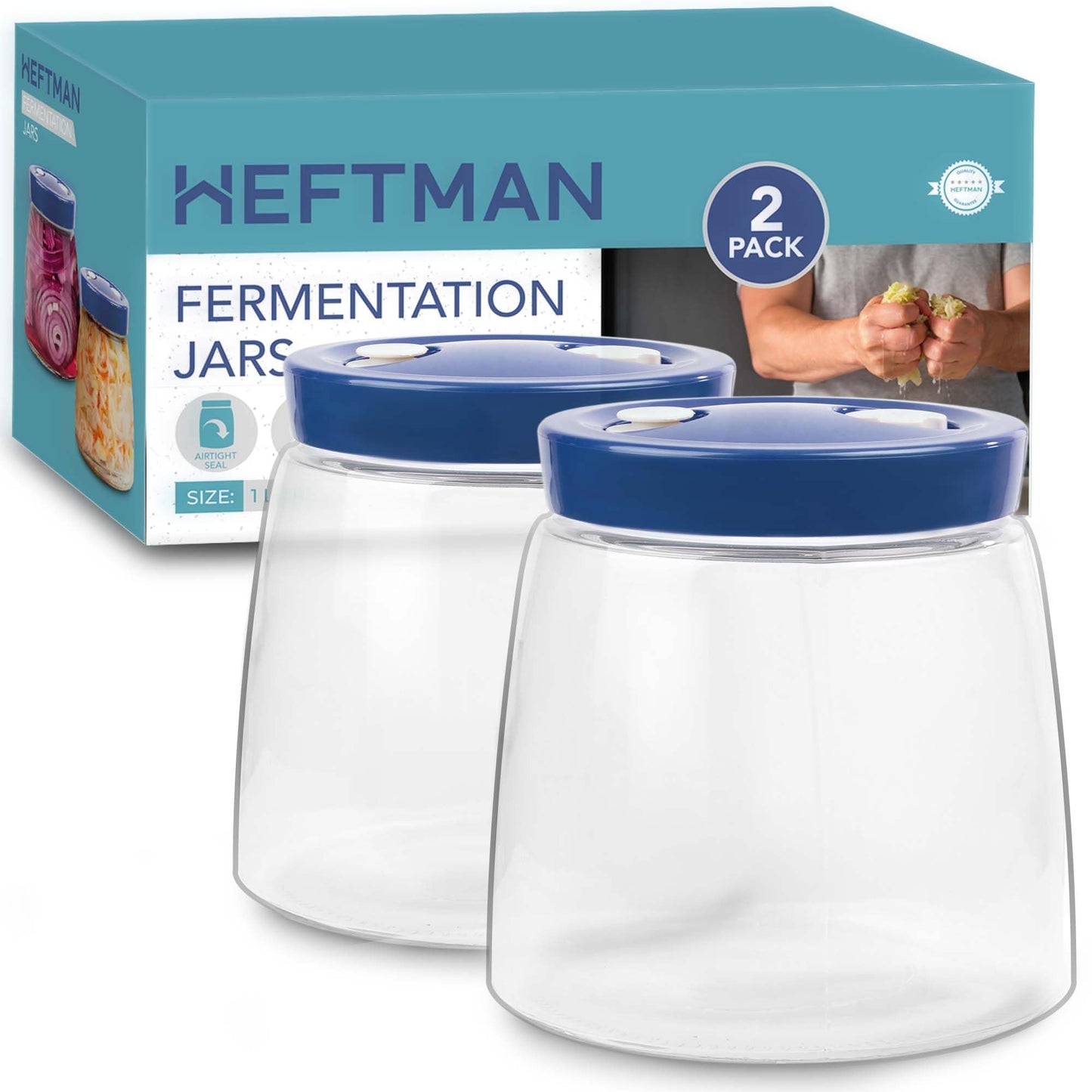 2er-Pack Gärglas mit 1-Wege-Luftablassöffnung, Blau