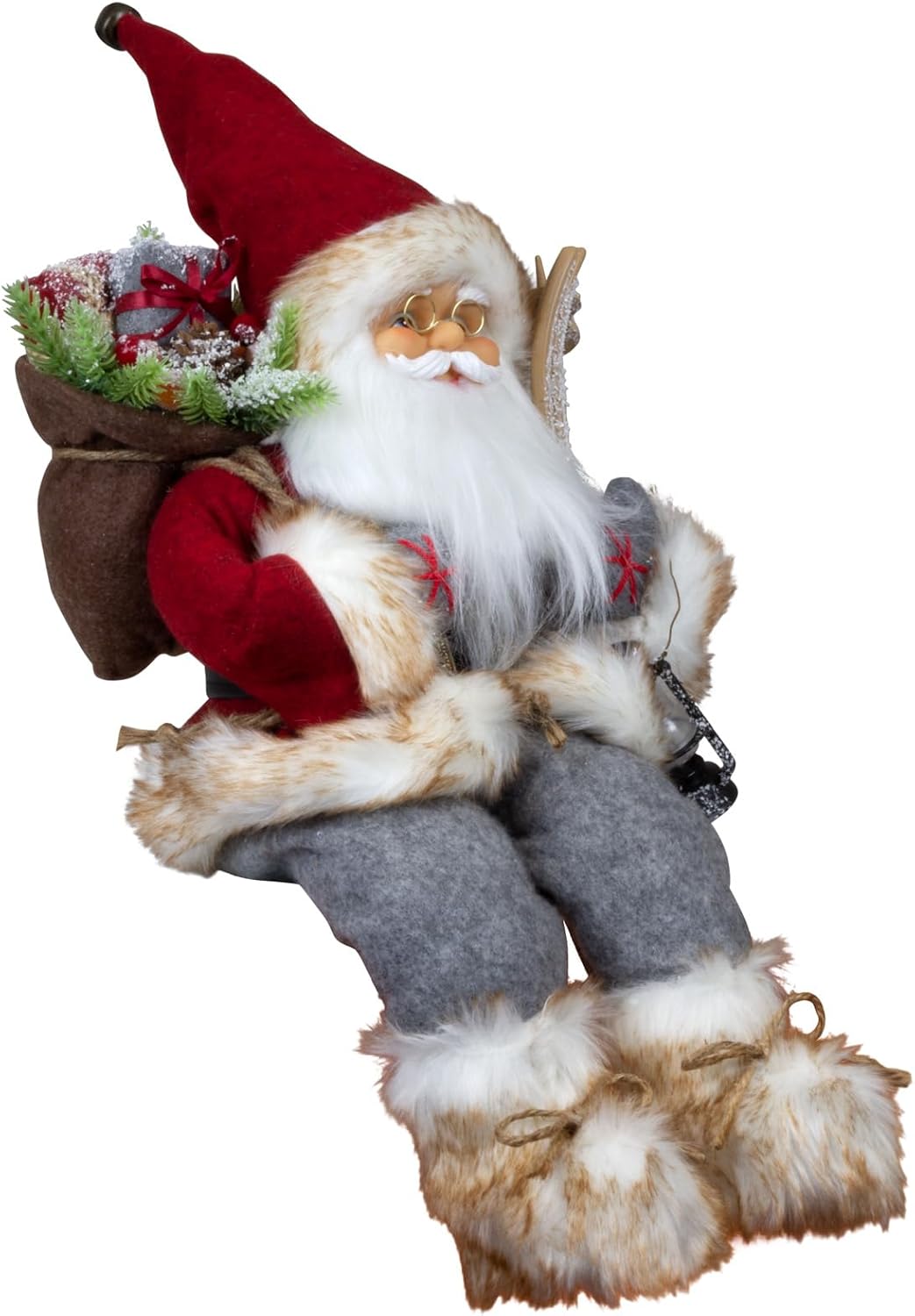 Sitzender Weihnachtsmann Alvar, Kantenhocker, Red, Grey