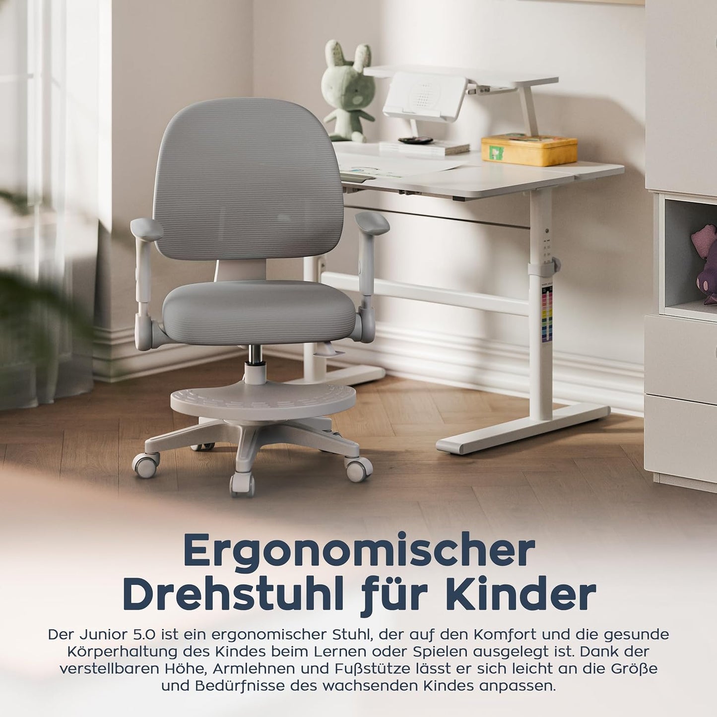 Junior 5.0 ergonomischer Kinder-Schreibtischstuhl, Junior 5.0 Grau