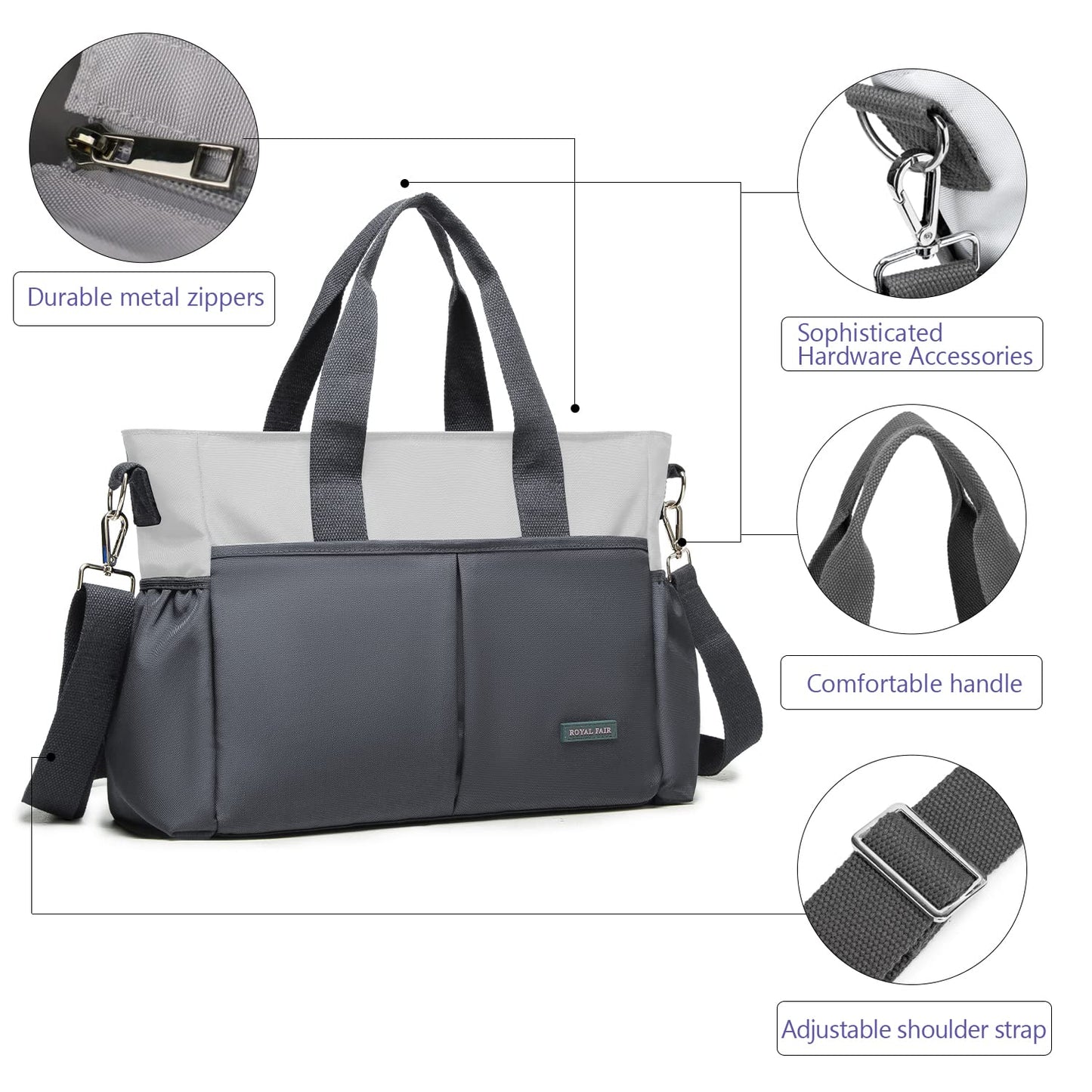 Wickeltasche mit Isoliertasche, 40 x 28 x 12.8 CM Grau