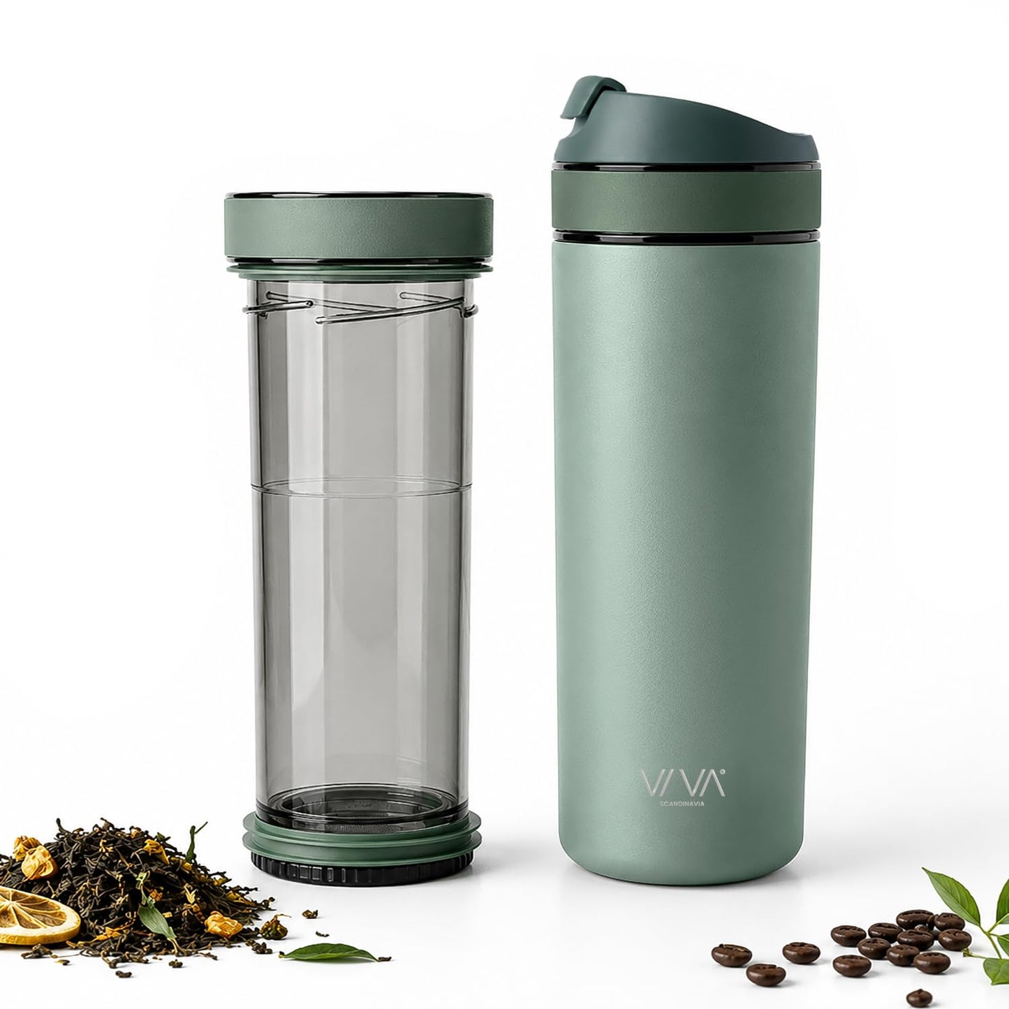 Doppelwandiger Thermobecher mit Sieb, Mintz