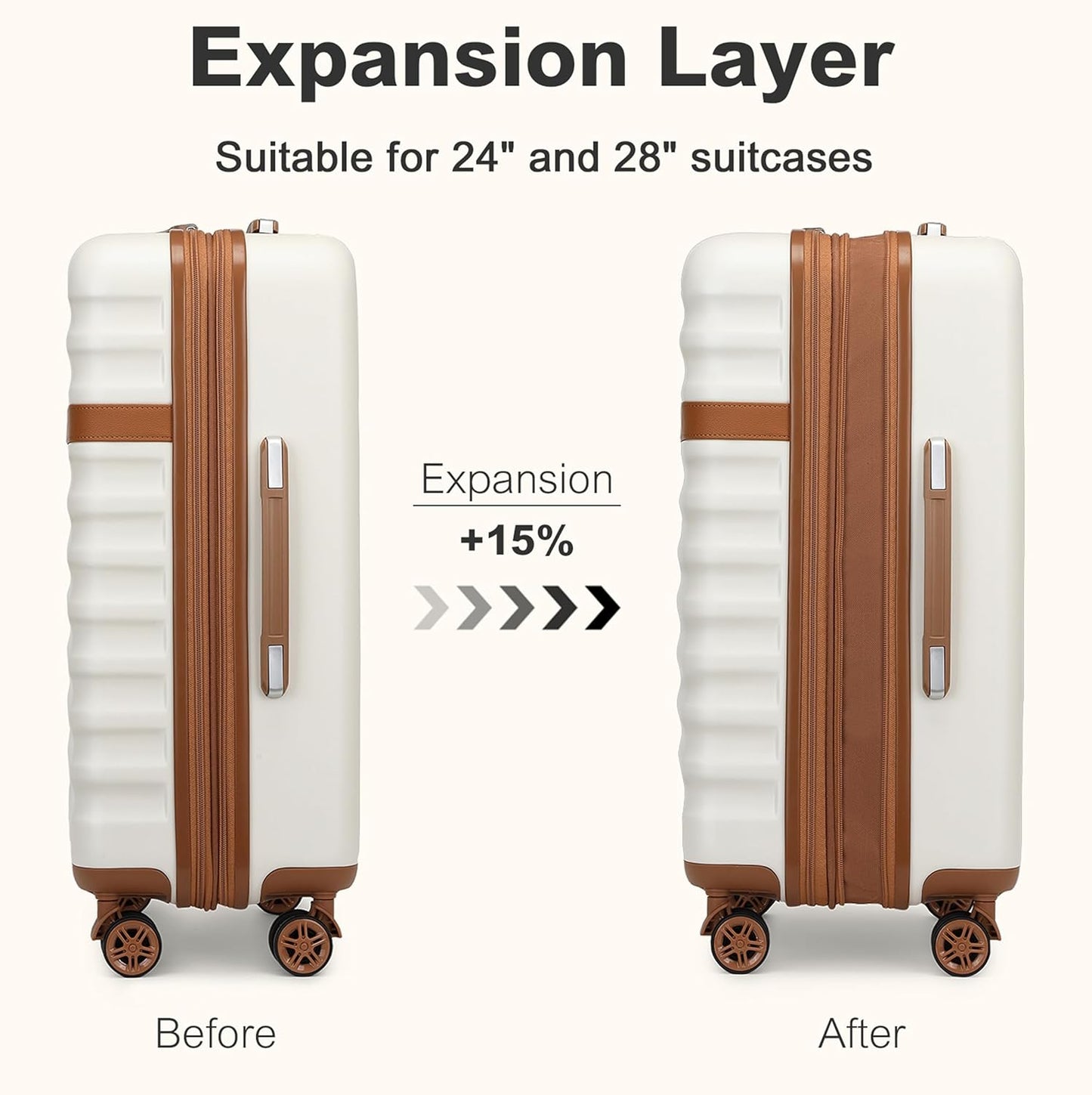 Grosser Hartschalen-Reisekoffer, Creme/Braun XL(75cm)
