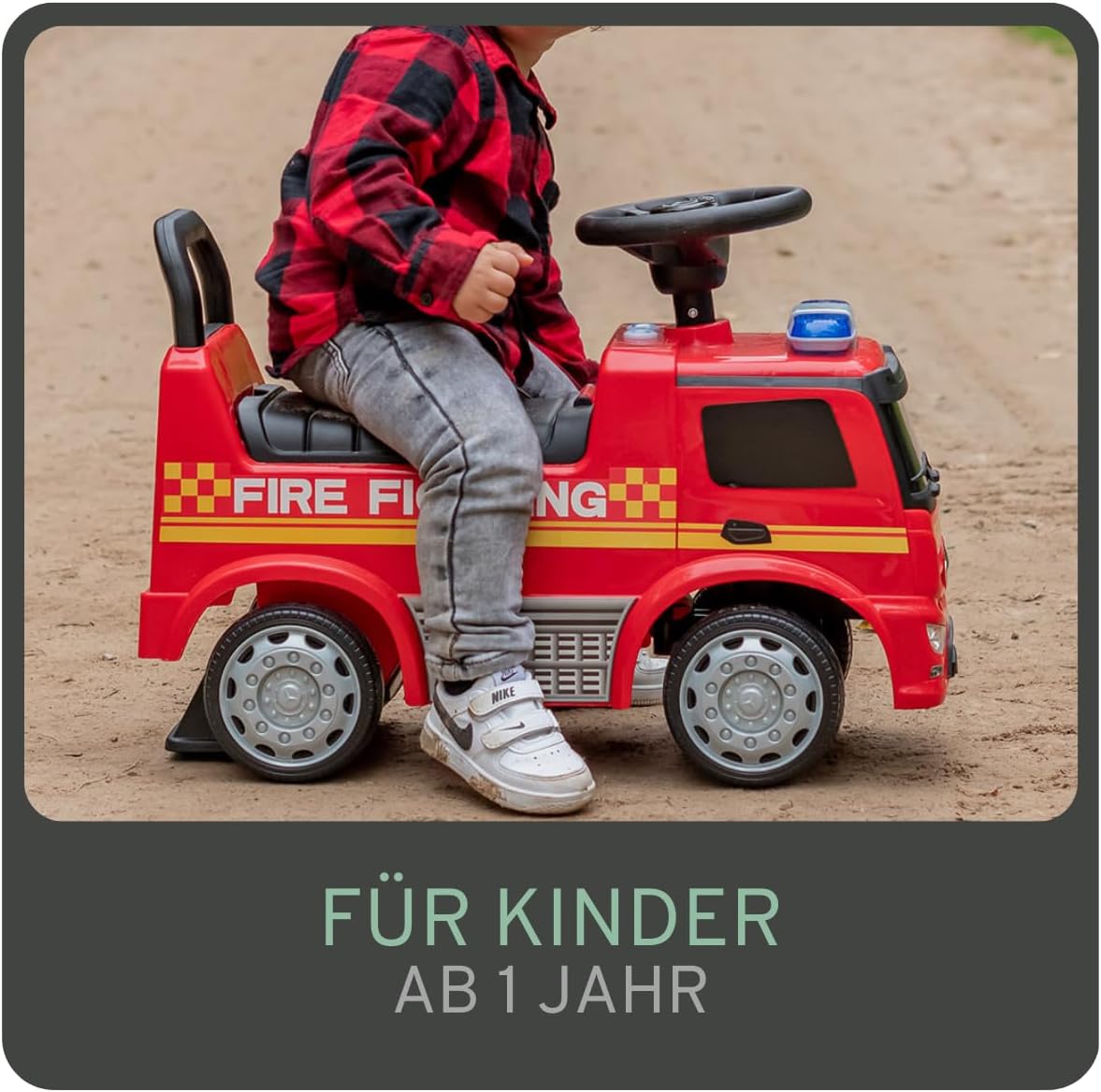 Rutschauto Feuerwehrauto mit Hupe, Rot